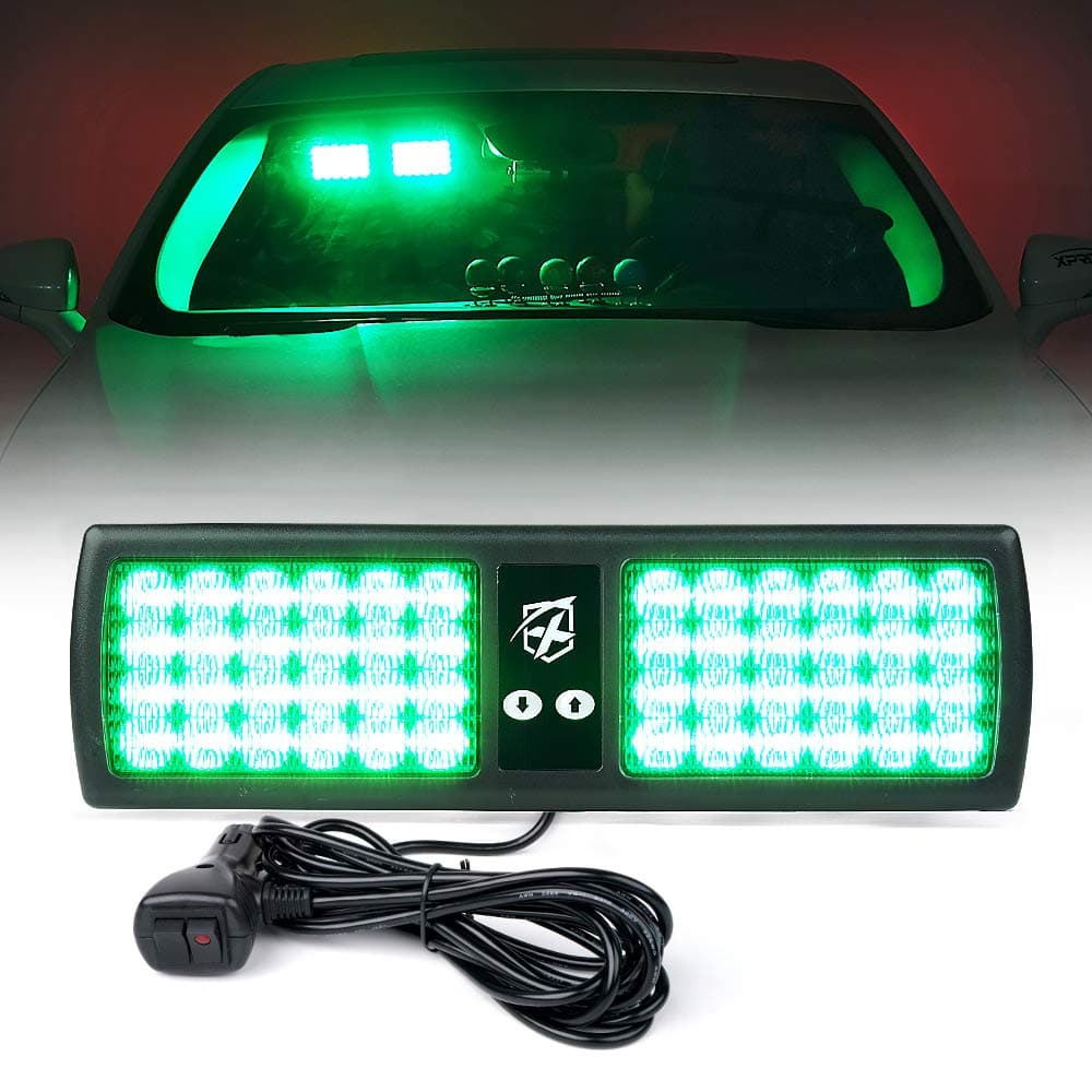 Xprite Green 86 LED Windshield SunShield High Intensity LED Law Enforcement Emergency Hazard Warning Strobe Lights