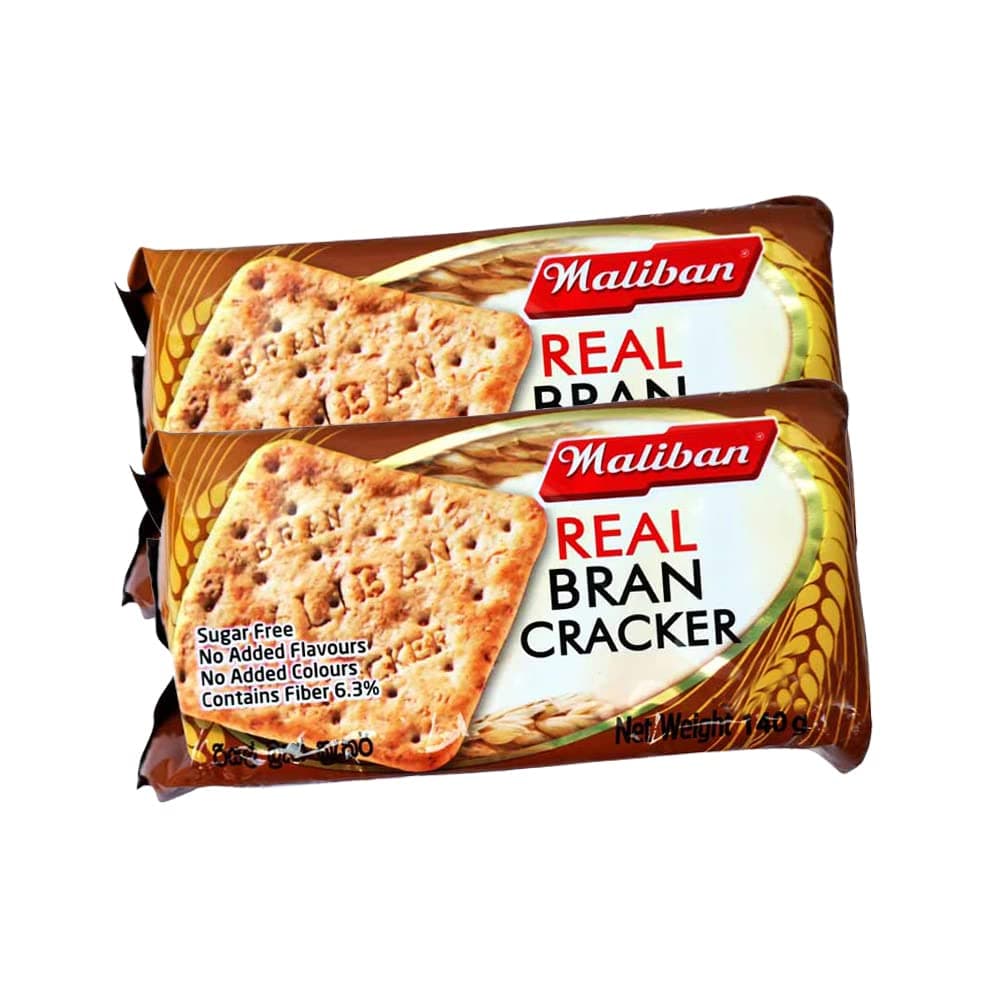 Maliban Bran Cracker | 140G | Biscuits |Tea Time Snacks |Crispy And Crunchy | Srilankan Origin (Pack of 2)