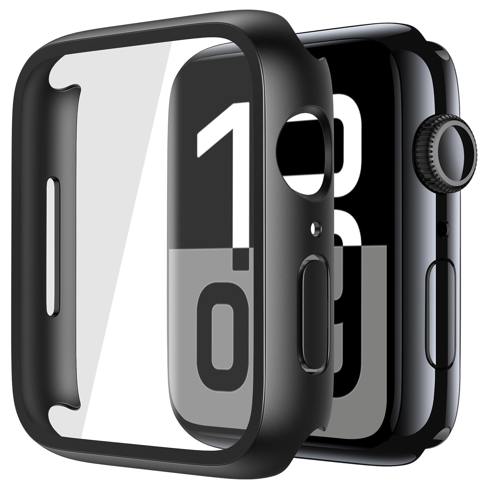 2 Pack Tempered Glass Case Compatible for Apple Watch Series 11 (2025) Series 10 42mm, Hard PC Screen Protector Overall Protection Ultra-Thin Lightweight Scratch-Resistant Cover for iWatch, Black