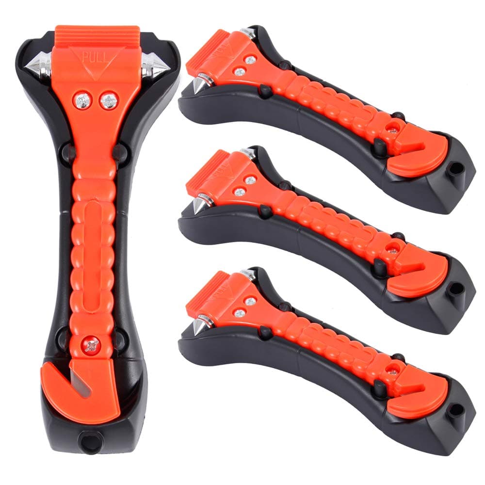 Jetcloud 4 Pack Antiskid Car Emergency Window Break Escape Hammer Safety Seat Belt Cutter Tool Saving Survival Kit