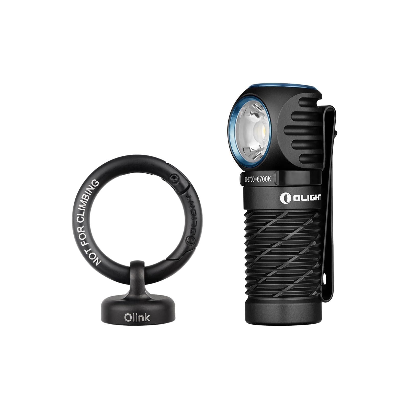 OLINK Portable Magnetic Hook Compatible Flashlights, Obulb, Stainless-Made Carabiner-Style Ring, Bundled with Perun 2 Mini Headlamp LED Flashlight
