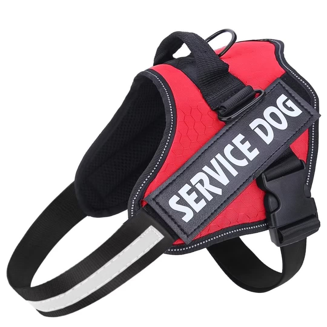 Soft No Pull Dog Harness X Large, Adjustable Assistance Service Dog Vest with Safety Buckle, Reflective Breathable Outdoor Training Dog Harness(Red)