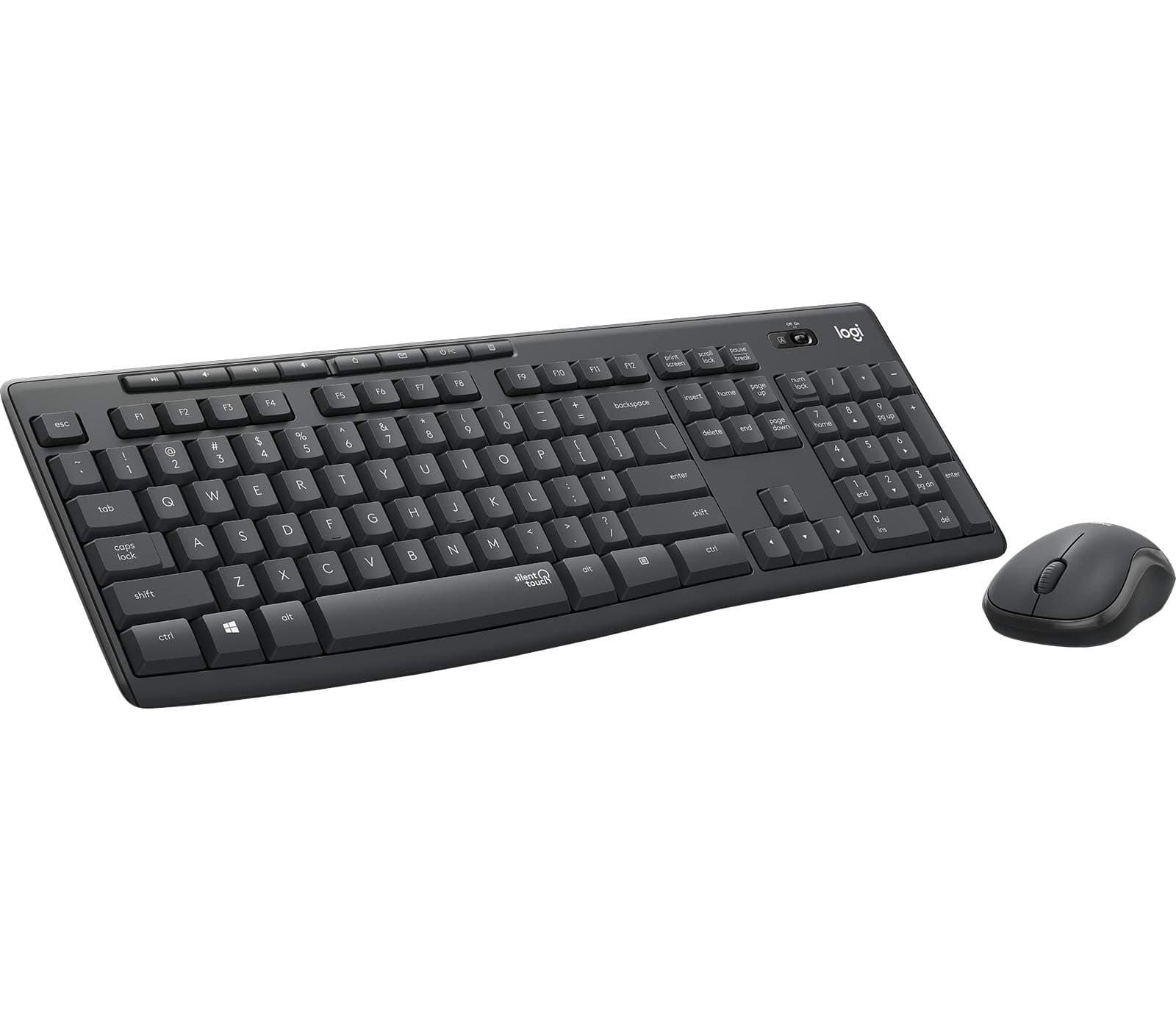 MK295 Silent Wireless Mouse & Keyboard Combo with SilentTouch Technology, Full Numpad, Advanced Optical Tracking, Lag-Free Wireless, 90% Less Noise, EN Keyboard - Graphite