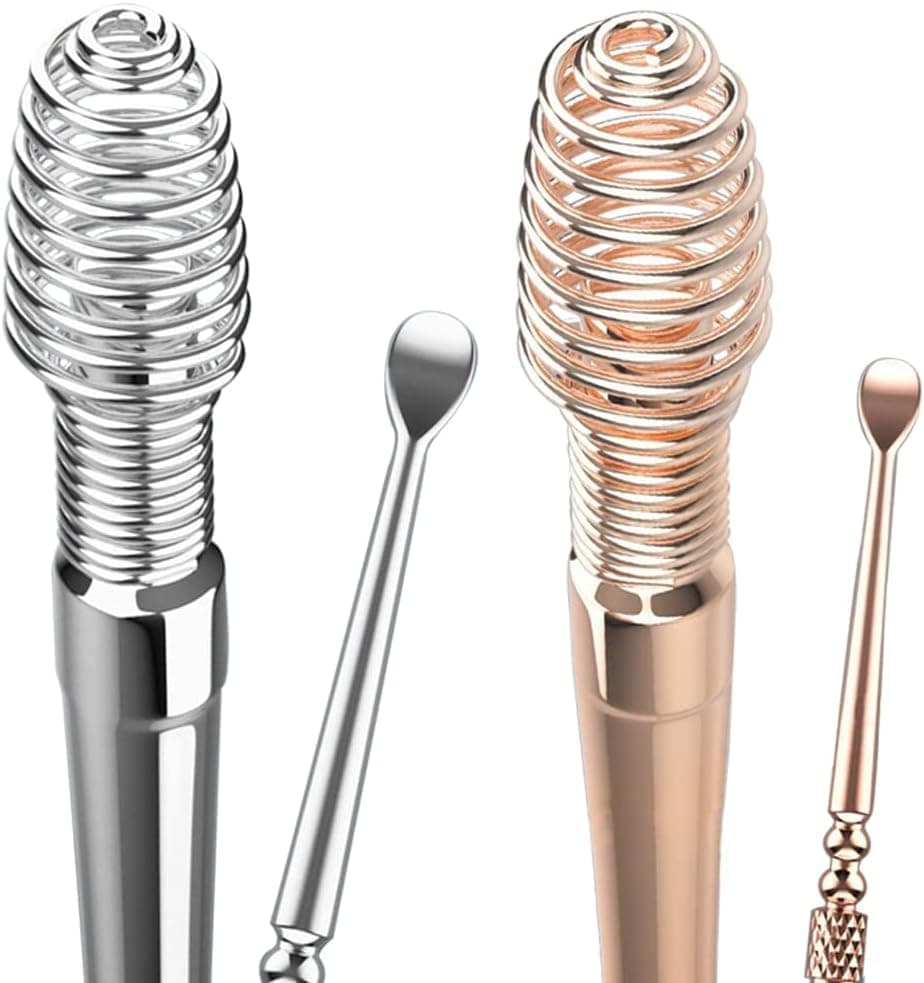 NAILWIND Ear Wax Cleaner Tool Set, Ear Wax Removal Spring Ear Wax Cleaner Tool Set,2 Pcs Professional Ear Cleaner, Stainless Steel 360? Spiral Ear Massage Cleaning Tool with Cleaning Brush and Storage Box
