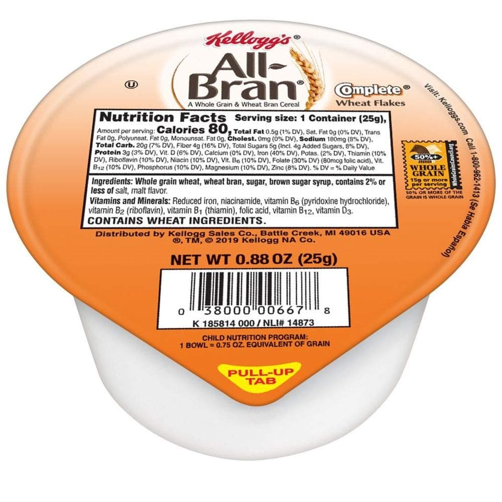 Kellogg's All Bran Complete, Cereal, Wheat Flakes, .88oz (96 count)