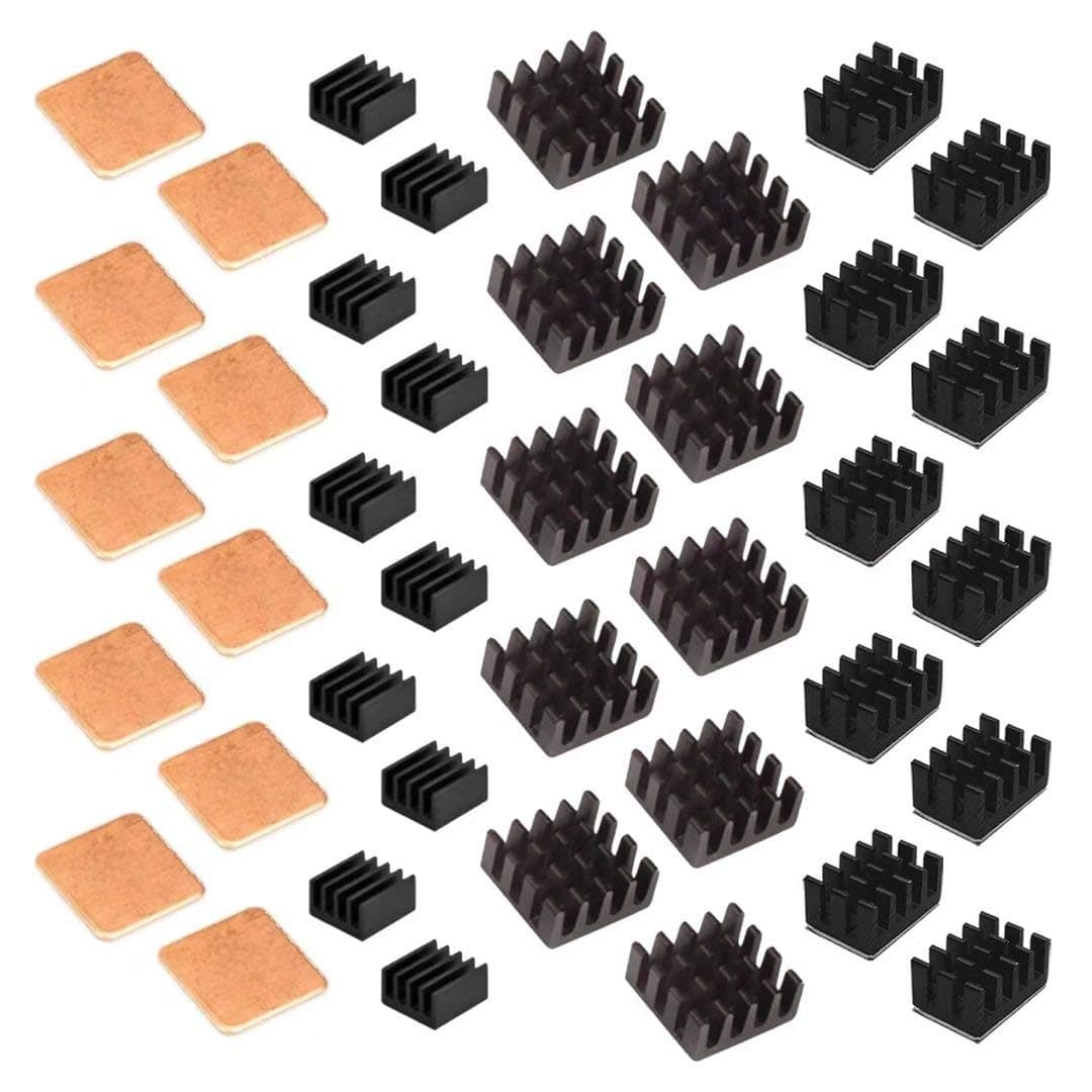 Easycargo 40pcs Raspberry Pi 4 Heatsink Kit Aluminum + Copper + 3M 8810 Thermal Conductive Adhesive Tape for Cooling Cooler Raspberry Pi 4B, Raspberry Pi 3 B+
