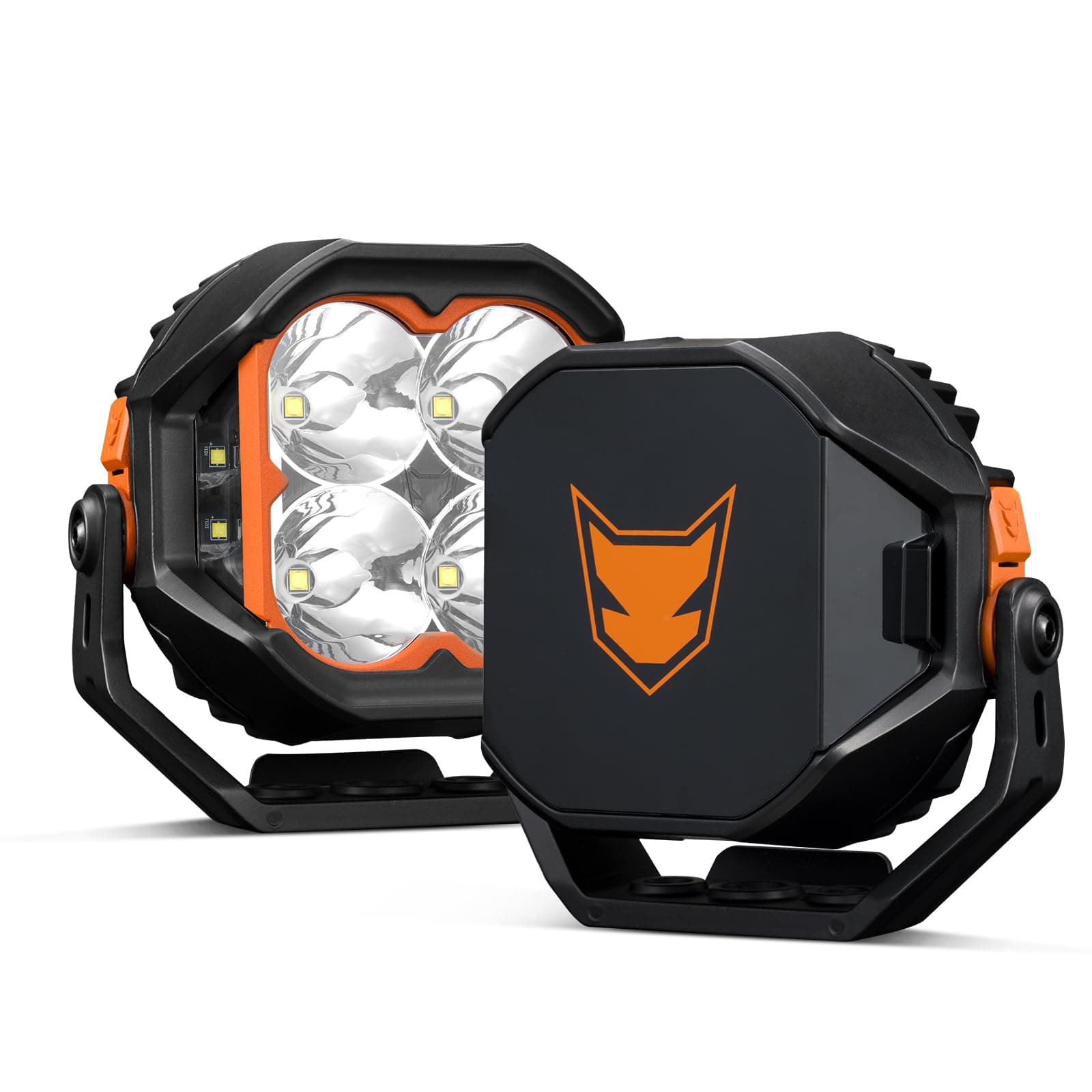 LIGHTFOX 5 Inch LED Pod Lights with Side Light, 2 PCS 12V/24V 11285LM with White Backlight, Optic Lens for Switching Spot Beam Combo Beam, IP68 Off-Road Driving Lights for 4x4 4WD Trucks ATVs UTVs SUV