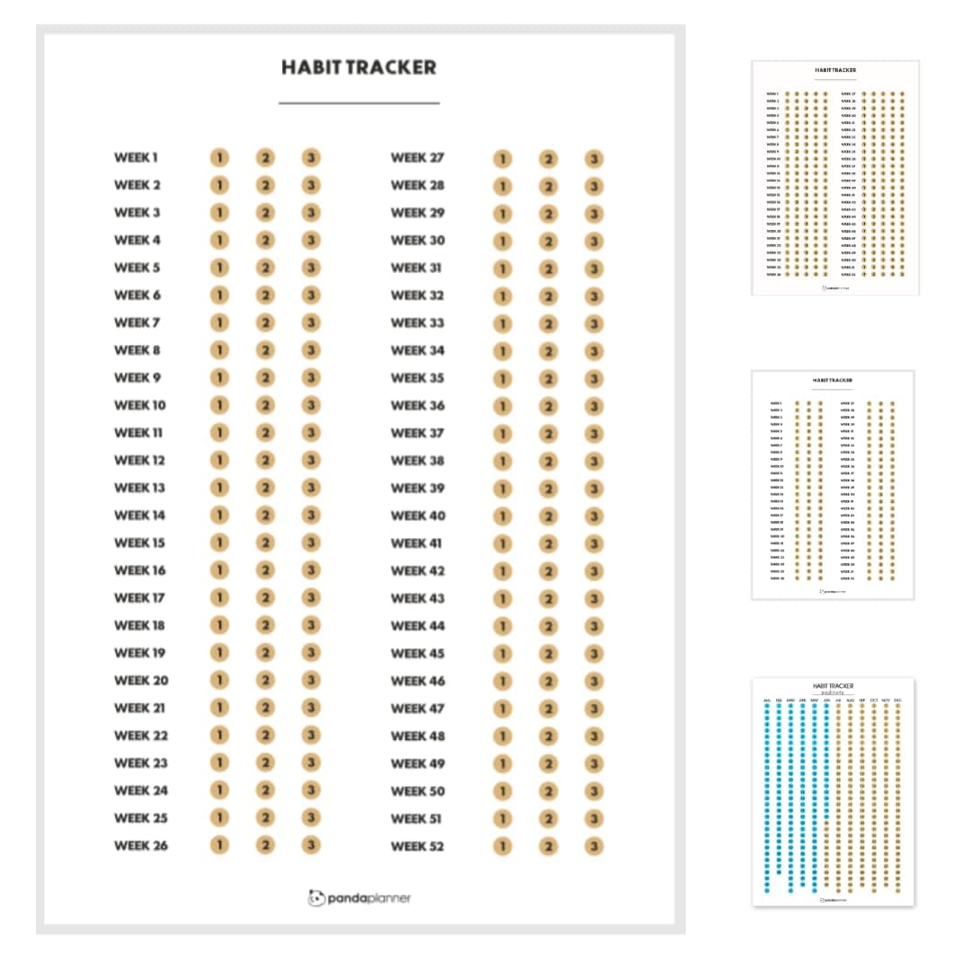 Panda Planner Habit Tracker Calendar – Scratch Off 3 Habits Weekly – Achieve Your Goals with a Focus on Self-Care, Fitness & Wellness – Weekly Habit Tracker Journal for a Balanced Life – 16.5” x 24