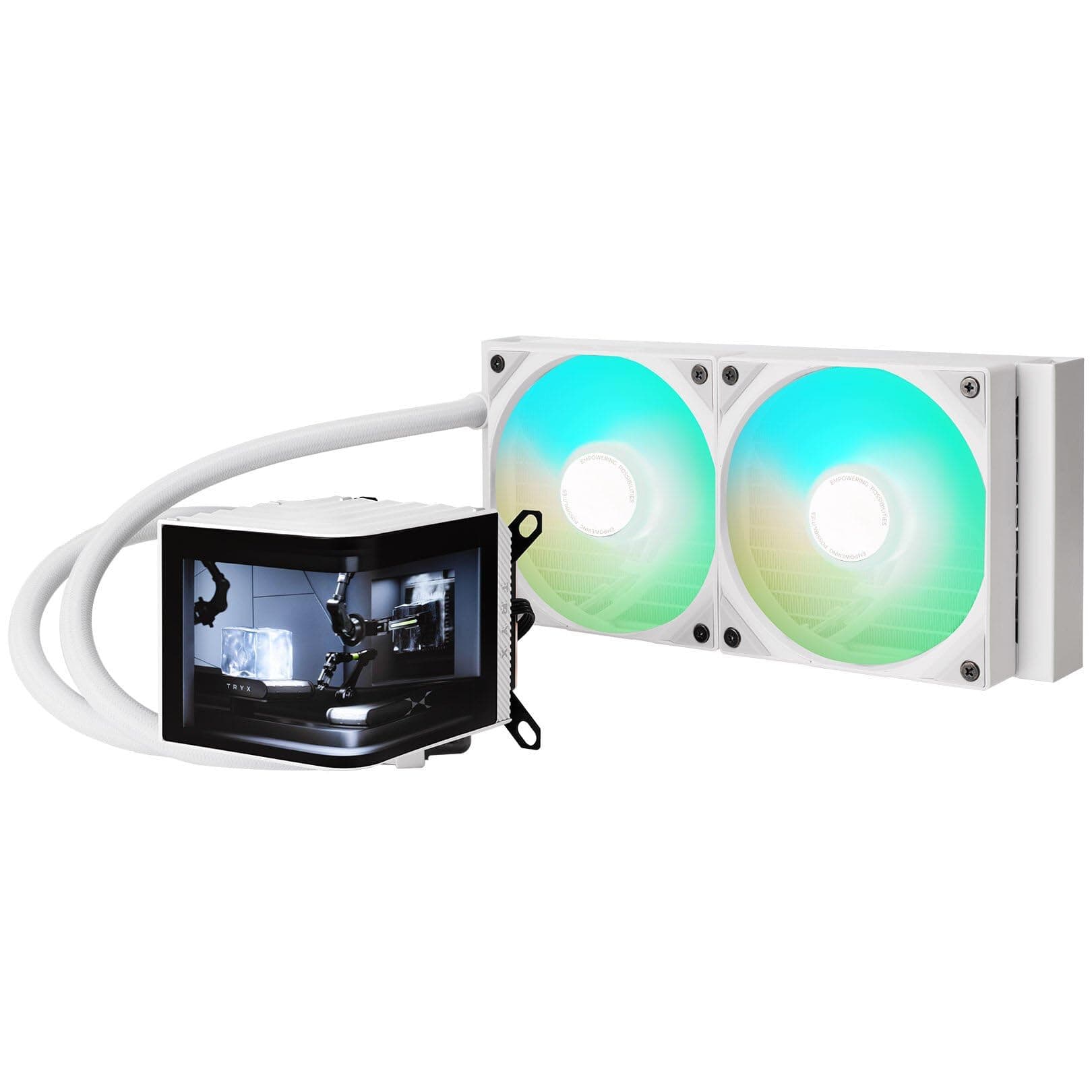 PANORAMA ARGB 240 White L-shaped AMOLED Screen Liquid Cooler, 6.5 Inch 2K 60 Hz Display, Adjustable Fan Speed| L-P240A-AS2M-G0W