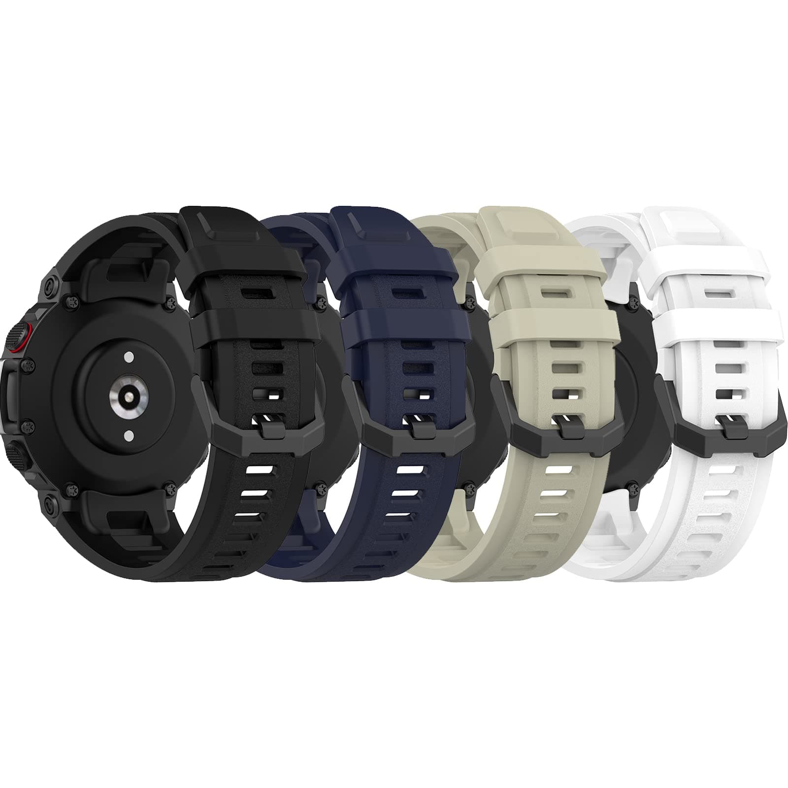 4 Pack Watch Band Compatible for Amazfit T-Rex 2 Wrist Strap, Soft Silicone Replacement Watch Band Adjustable Wristband for Huami Amazfit T-Rex 2 T-rex2 Watchband with Tools