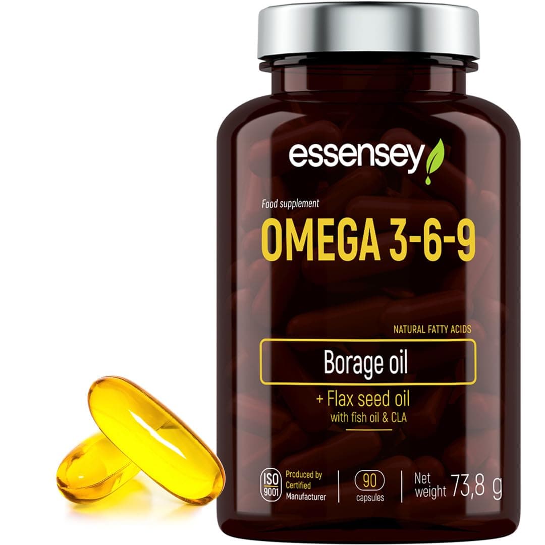 Omega 3 6 9 Complex 90 High Strength Vegan Capsules | Complex Dietary Supplement | Natural Fatty acids | Triple Omega 369 with EPA, DHA & ALA from Borage, Fish, Linseed Oil
