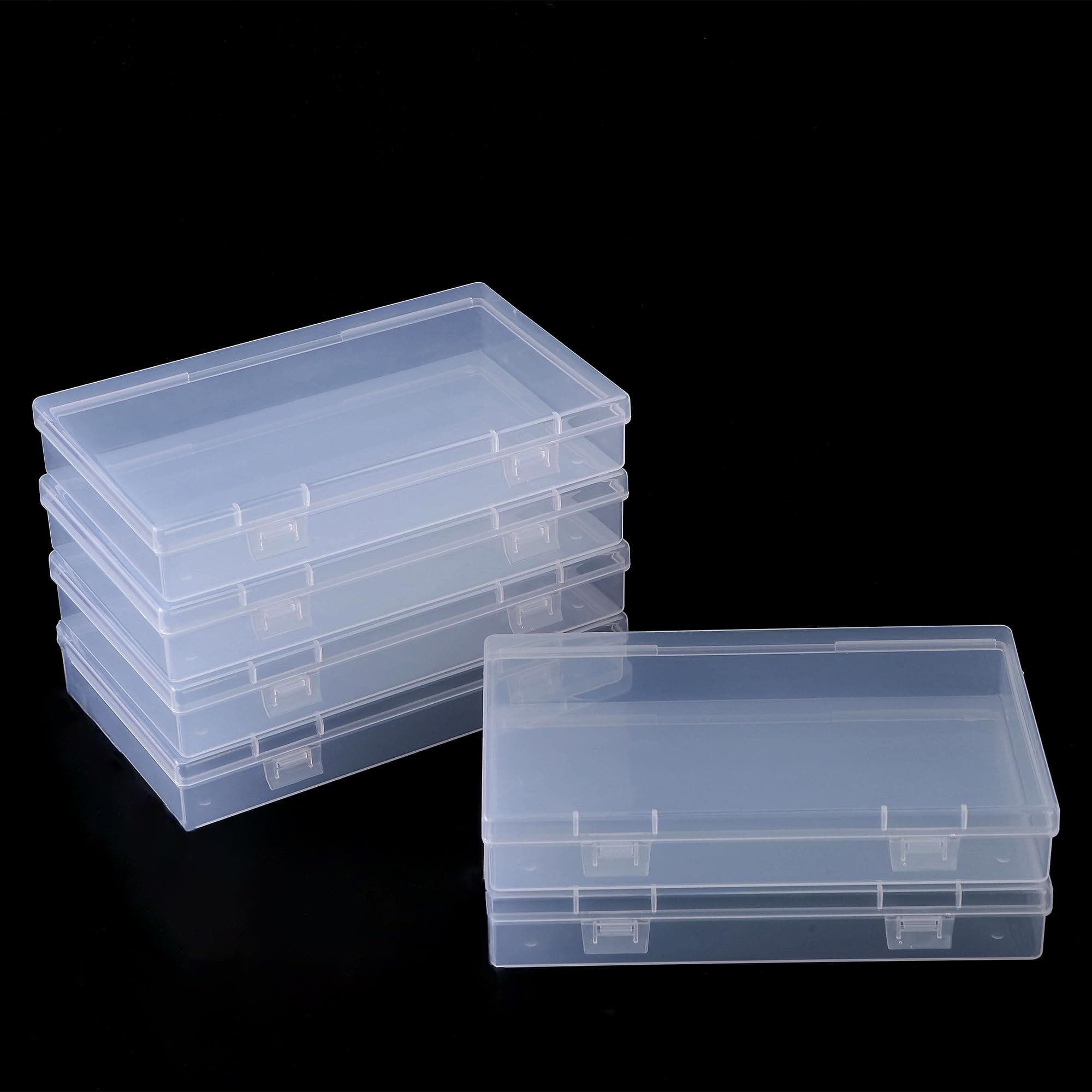 LJY 6 Pieces Rectangular Empty Plastic Storage Containers with Lids for Small Items and Other Craft Projects (Transparent)