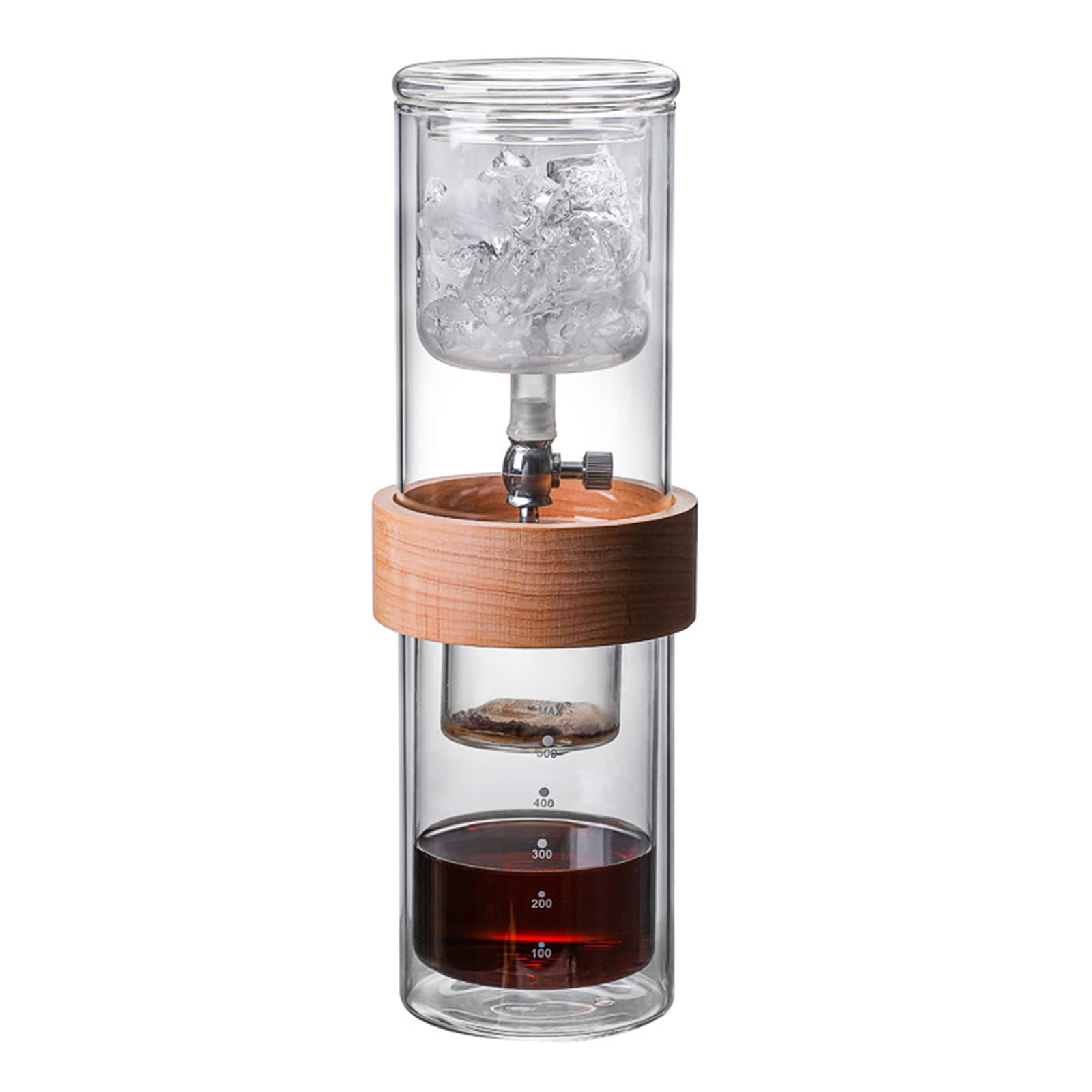 Ice Drip Coffee Maker, Cold Brew Coffee Machine, with Adjustable Rate Dripper, Stainless Steel Filter, Drip Type Cold Extraction Coffee Machine for Home, Office, 450ml