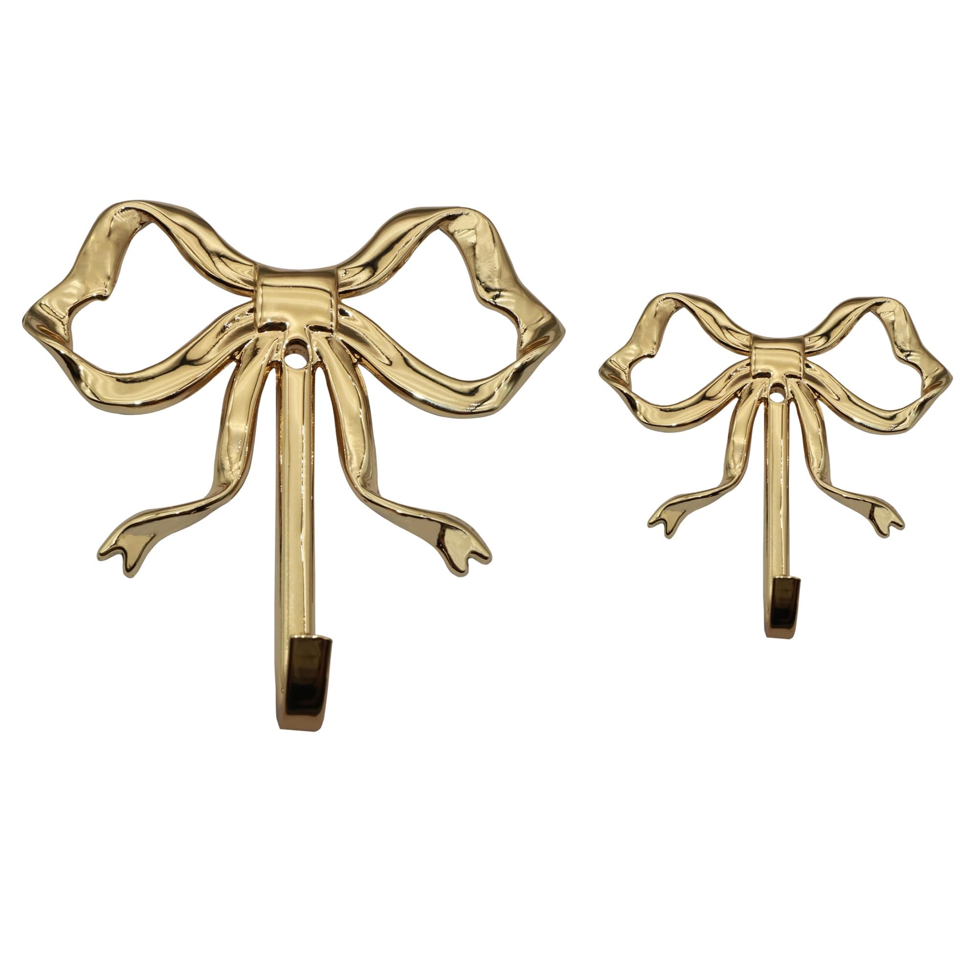 Home Decorative Hook Bow-Knot Brass Wall Hooks for Hanging Hook for Coat Hat Towel Multi-Purpose Hooks (Color : Gold, Size : Pack of 2)