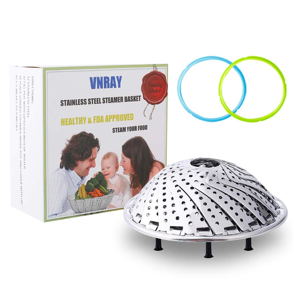 Vegetable Steamer Basket and Silicone Sealing Ring 2 Pack For IP Pot Accessories 5/6 Quart Pressure Cooker