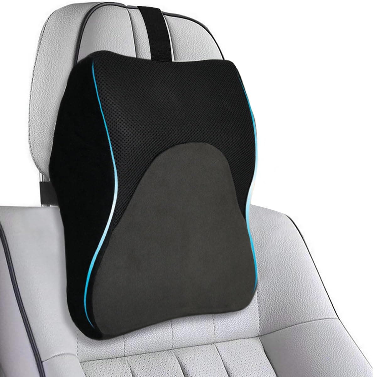 TrajectoryTrajectory Back Support for Chair, Memory Foam Car Seat Office Chair Back Support Cushion, Black, Standard