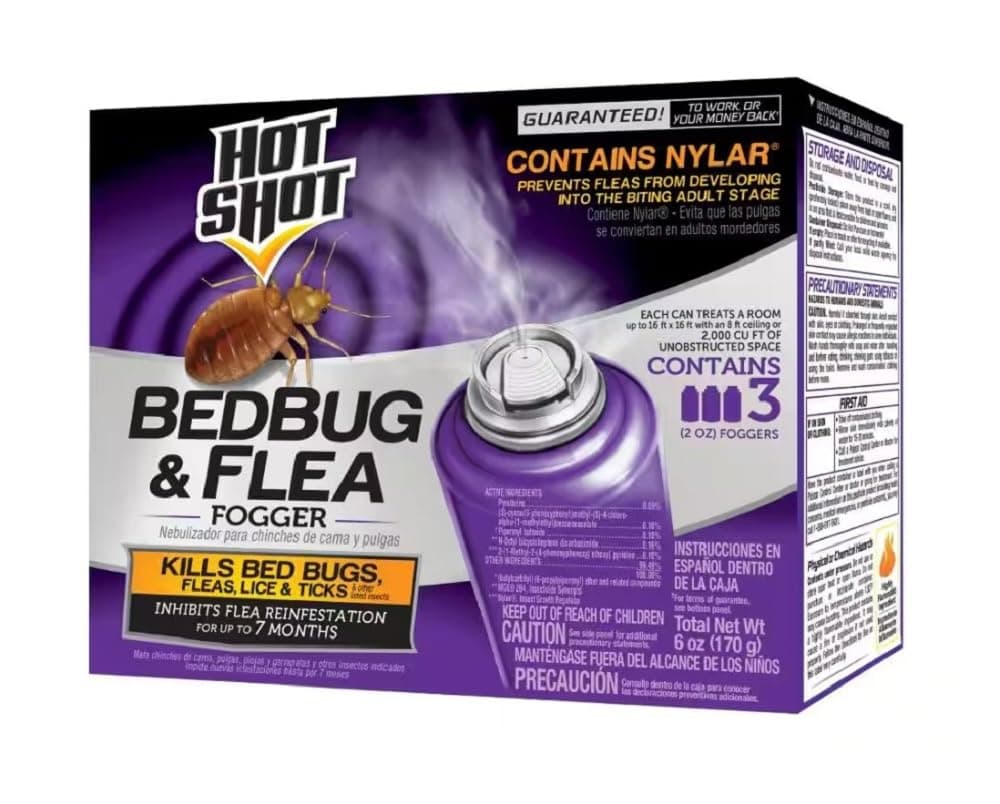 BedBug And Flea Fogger 3 Count-2 Ounce Cans, With Nylar, Inhibits Flea Reinfestation, 6 Pack