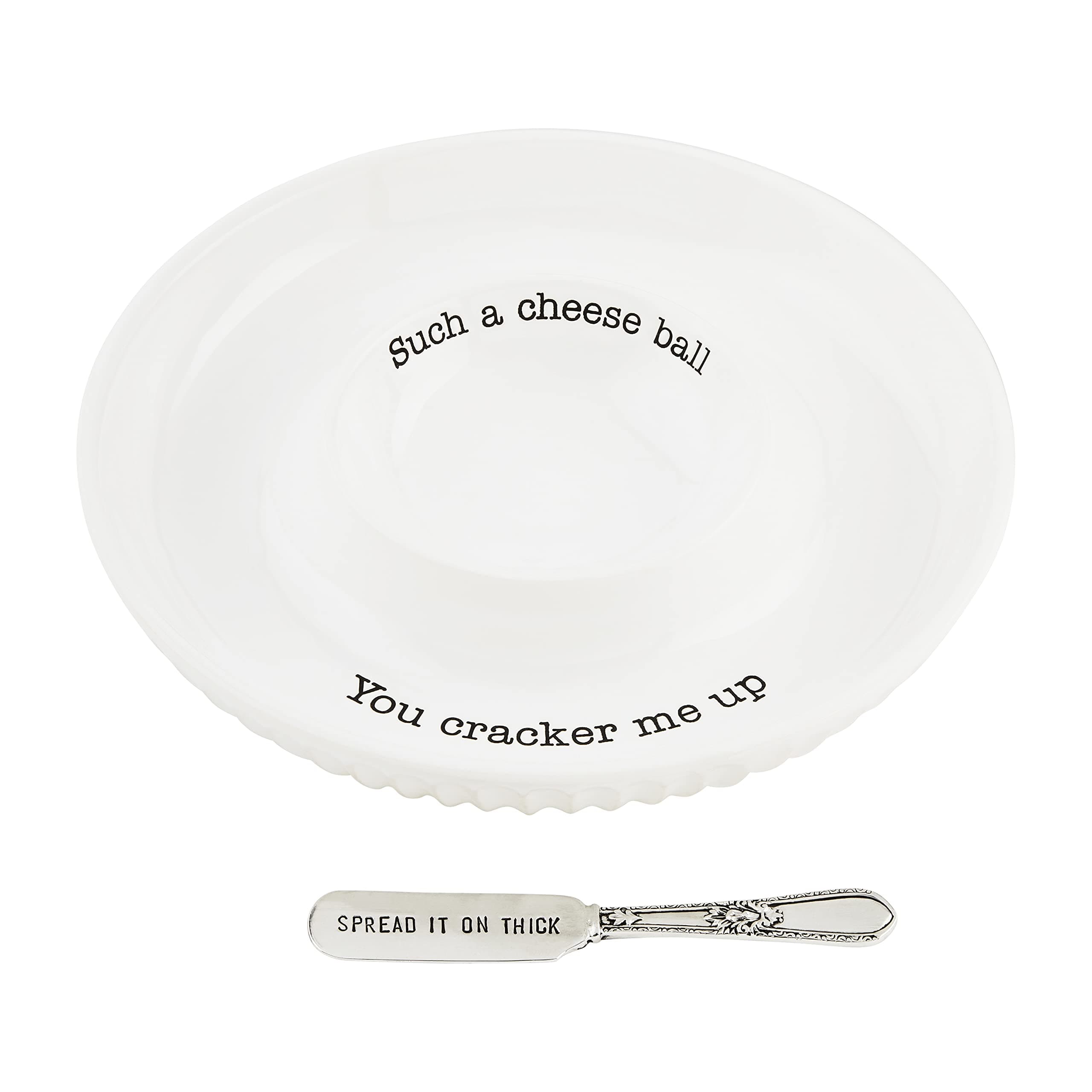 White, Circa Cheese Ball Set, dish 1 x 9 dia | spreader 5 1/2", 1/2" 1/2" 1/2"