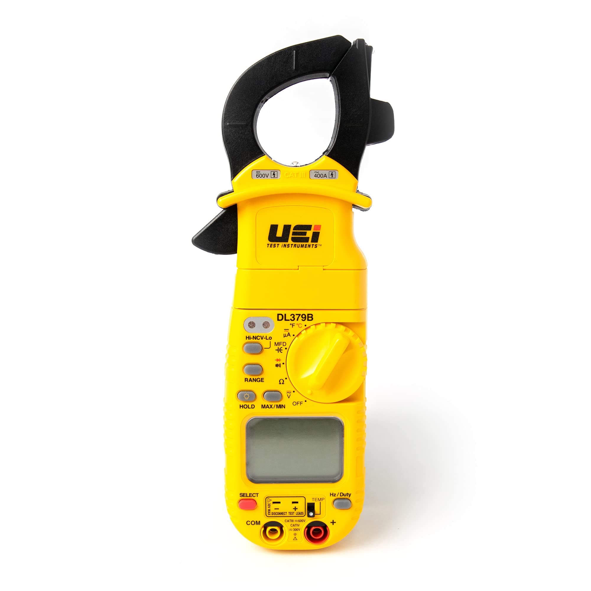 UEi DL379B Digital Clamp Meter Auto Ranging, HVAC Current Voltage Tester w/Magnetic Mount, Measures AC Amps AC/DC Volts Temperature Capacitance Frequency Diodes Duty Cycle Continuity Resistance NCV