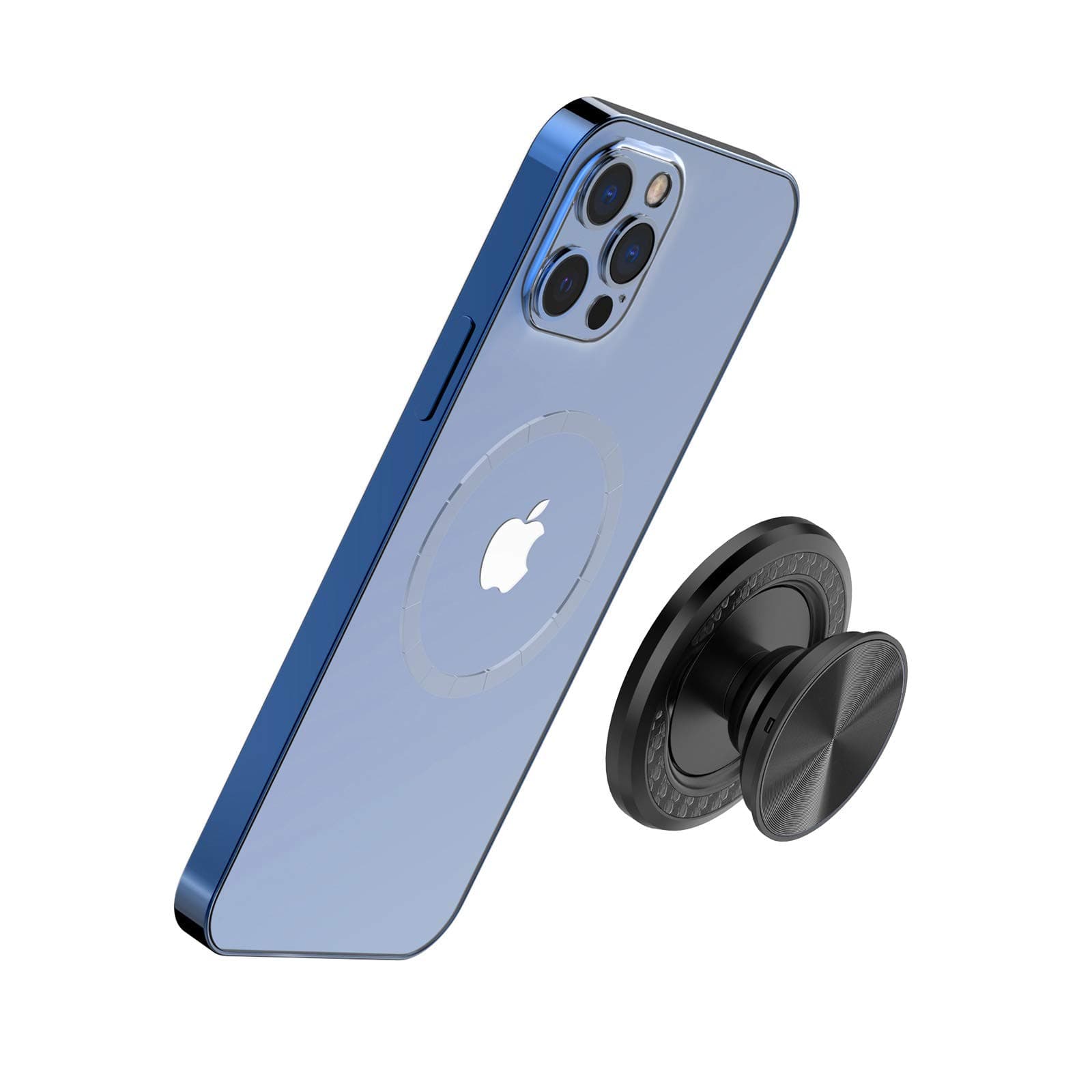 TechMatte MagGrip Magnetic Phone Holder Stand (Detachable), Designed for iPhone 14/ iPhone 13 and iPhone 12 Mag-Safe Series, Wireless Charging Compatible(Black)