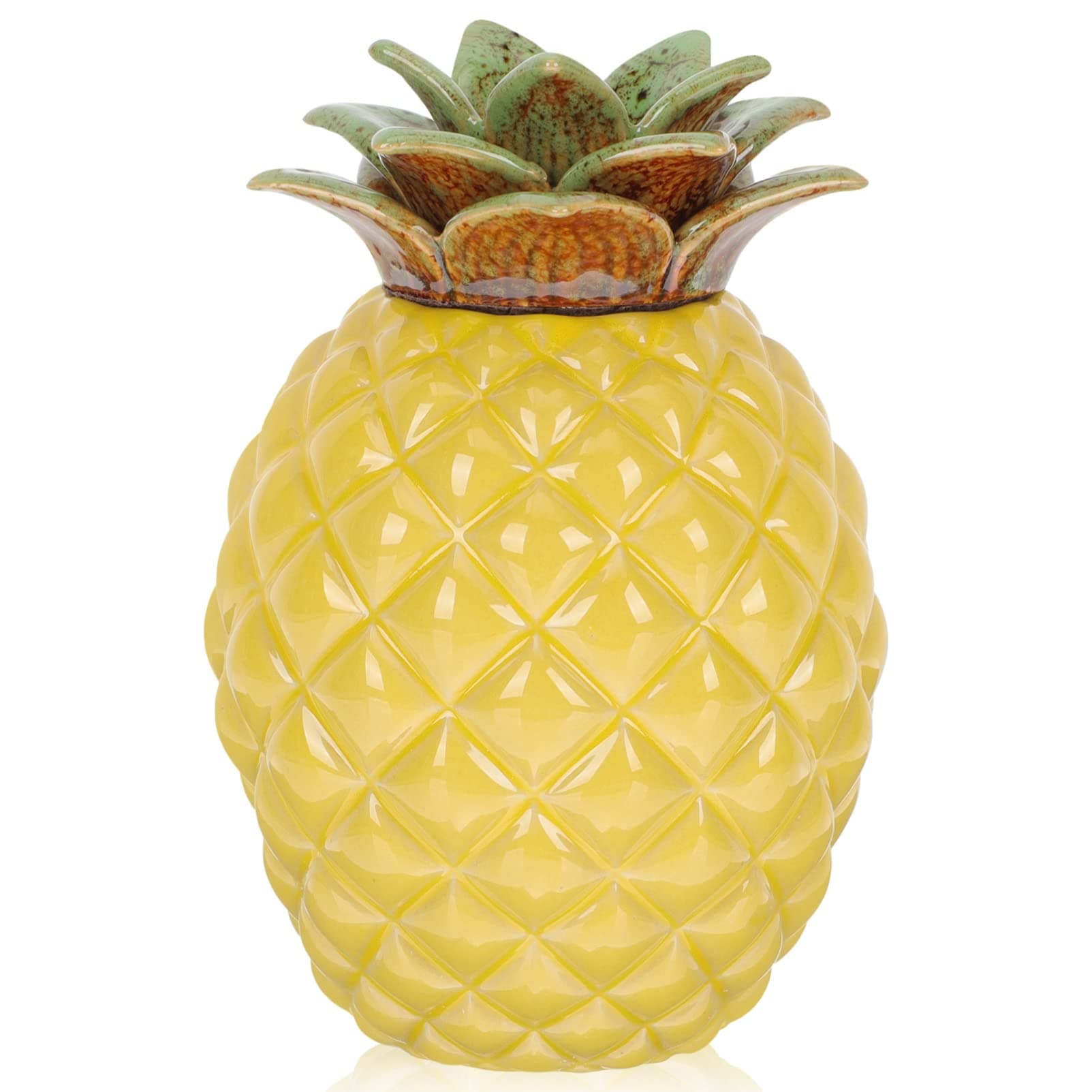 Zerodeko Pineapple Cookie Jar Ceramic Storage Container Candy Dish Food Storage Jar with Lid for Loose Tea Coffee Sugar Spices Nuts Yellow