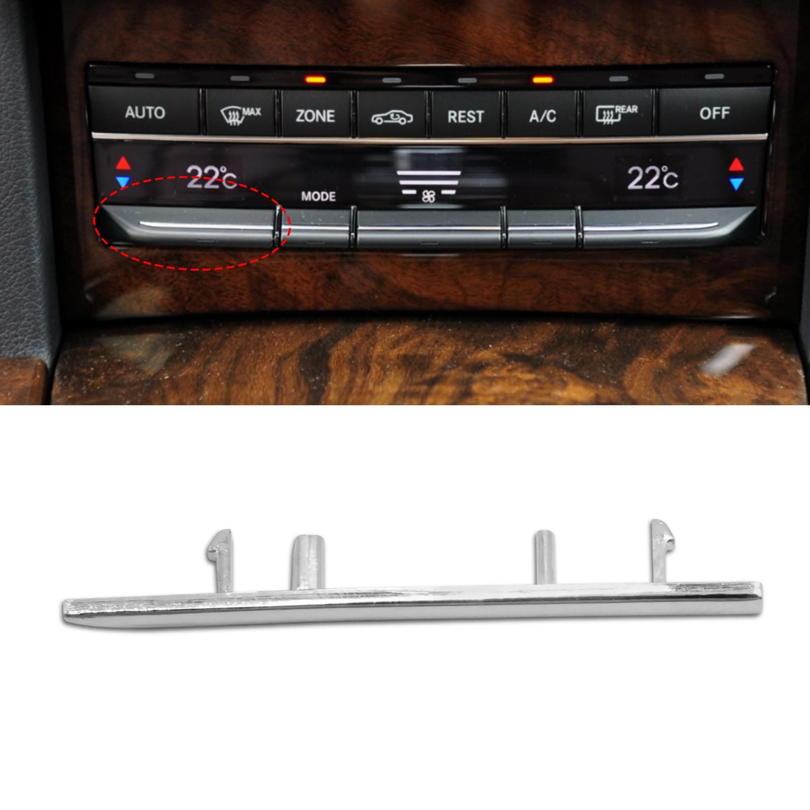 Jaronx Compatible with Mercedes Benz AC Button Trim E Class W212, Temperature Climate Control Button Sliver Chrome Trim for E Class W212 E63 AMG E250 E350 E400 E550 2010-2017(Polished)