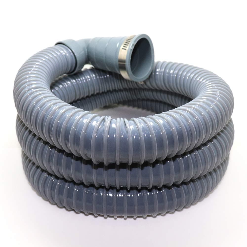6ft Washing Machine Drain Hose, Right Angle with 90 degree Elbow Universal Corrugated Washer Hose with Clamp Fits Most Washer Drain Outlets