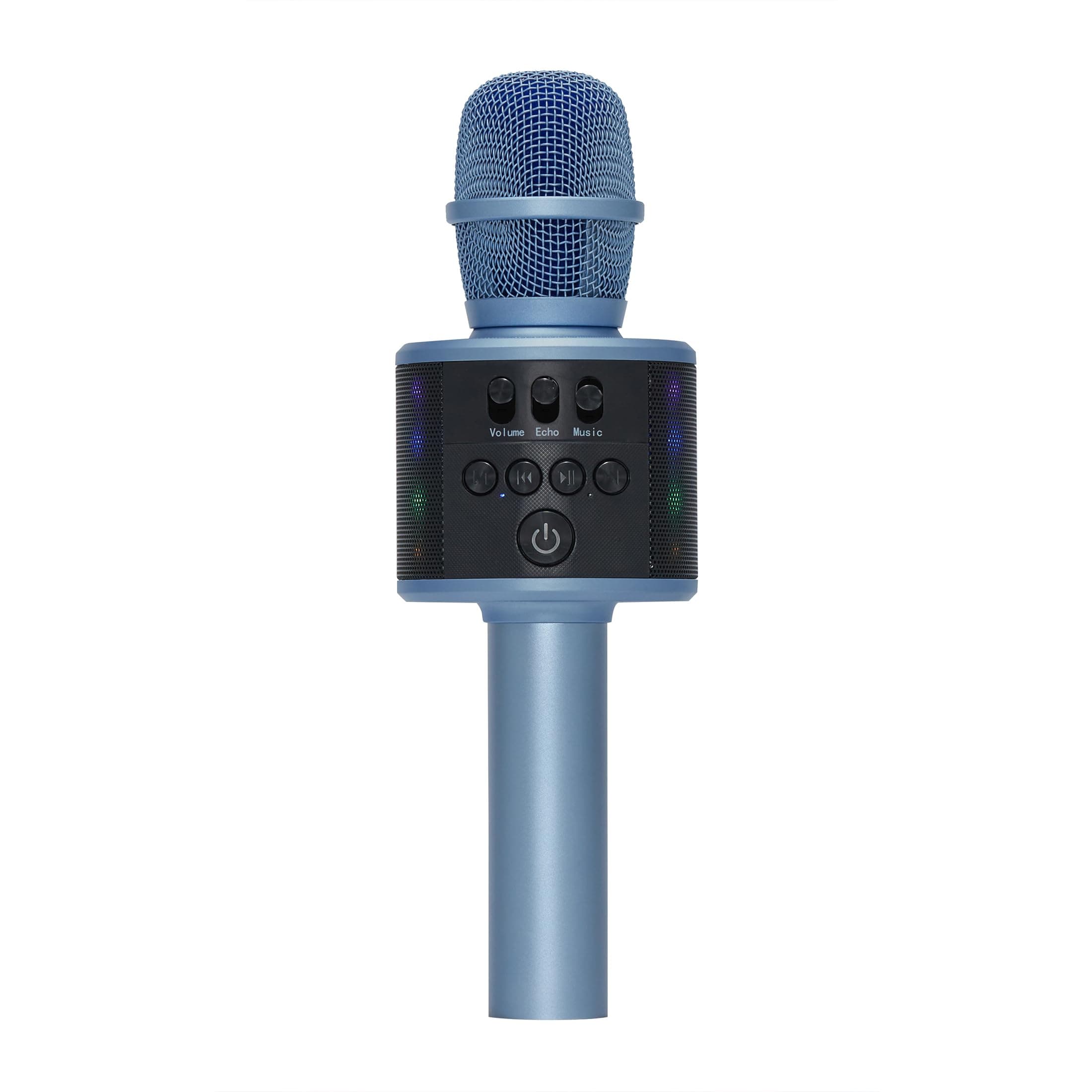 Core Innovations Wireless Bluetooth Karaoke Microphone with Built-in Speakers + HD Recording, Portable Handheld Mic | Blue