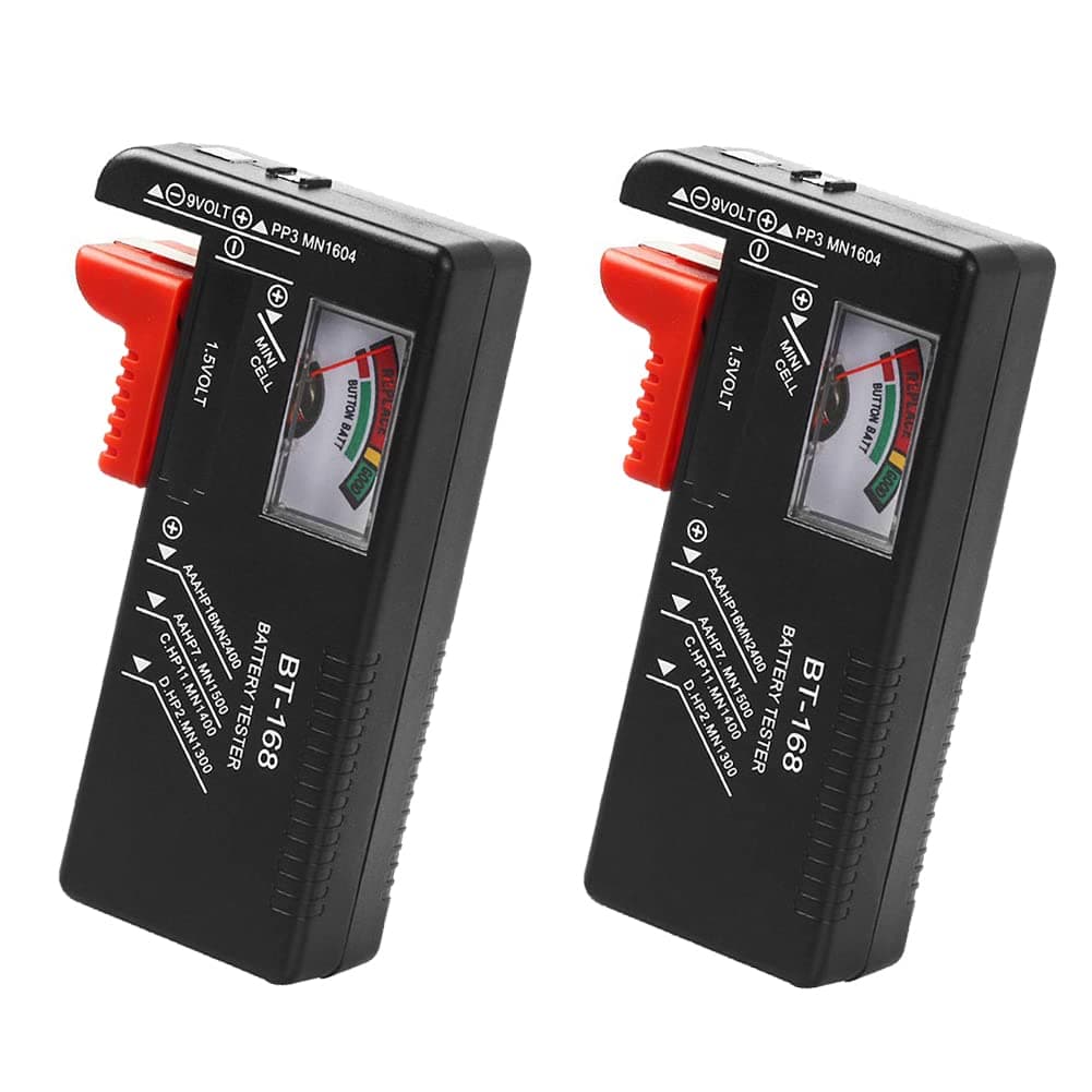 2 Pack Battery Tester, Universal Battery Tester for Cell Batteries Type Aa/Aaa/C/D/9V/1.5V Household Battery Life Level Testers Monit Meter