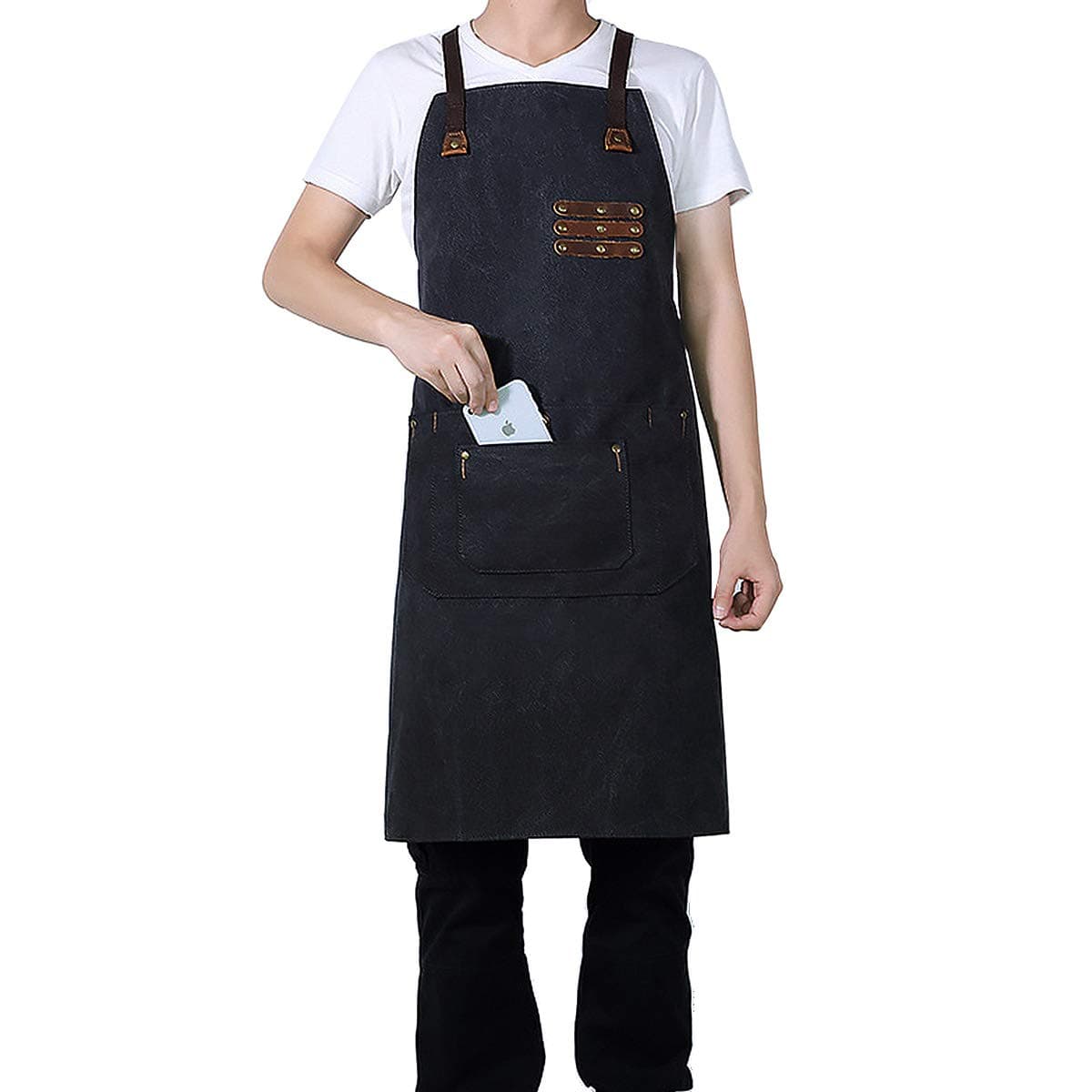 CestMall Canvas Work Apron Heavy Duty Water Resistant Tools Aprons with Pockets Unisex Fit Kitchen Chefs BBQ Men & Women Garden, Pottery, Craft Workshop Carpenter