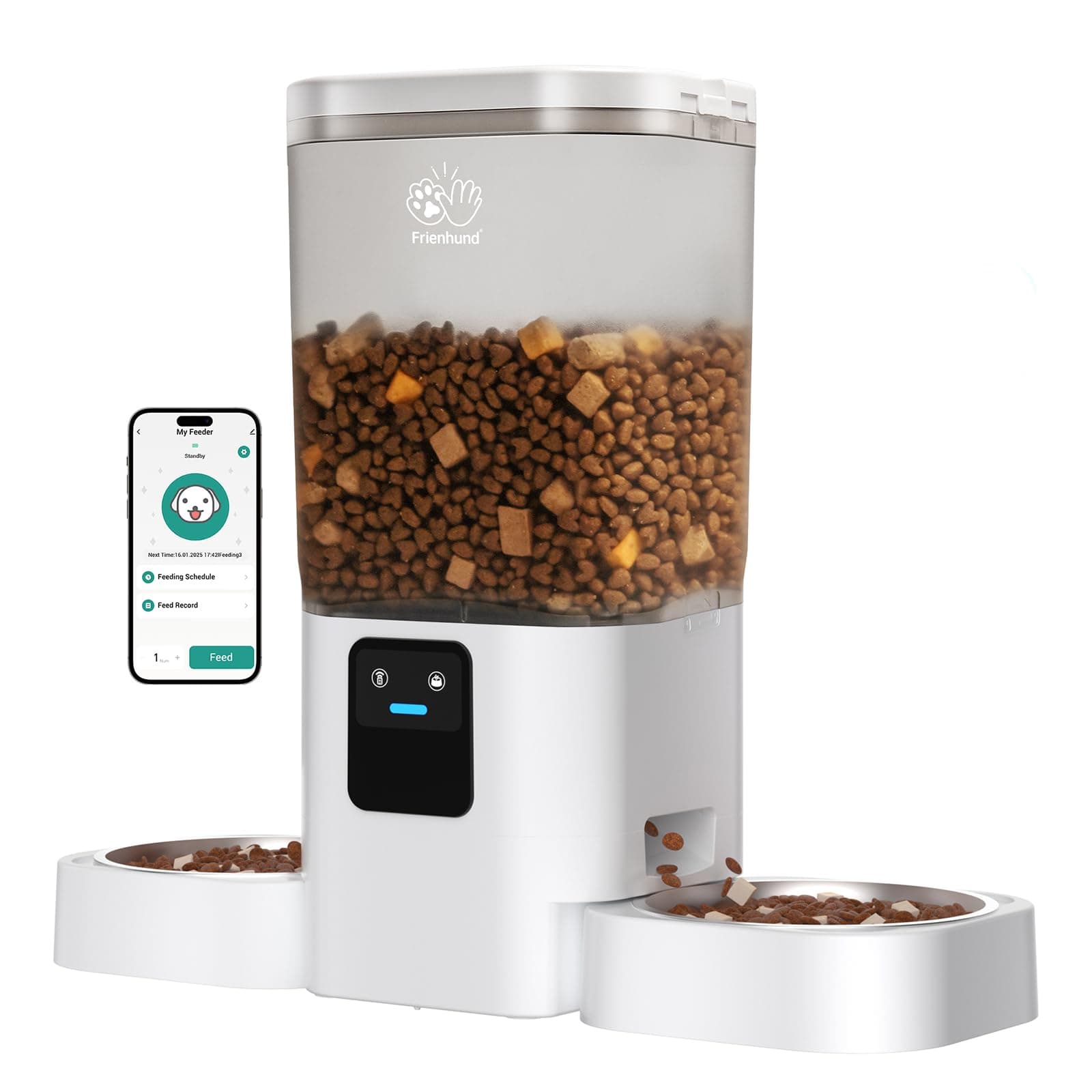 Automatic Cat Feeders 2 Cat with Slow Feed: 7L Dual Automatic Dog Feeder with 5G WiFi, Double Auto cat Food Dispenser for Multiple Pets, Detachable for Easy Clean - 29 Cup (ACF190W-B)