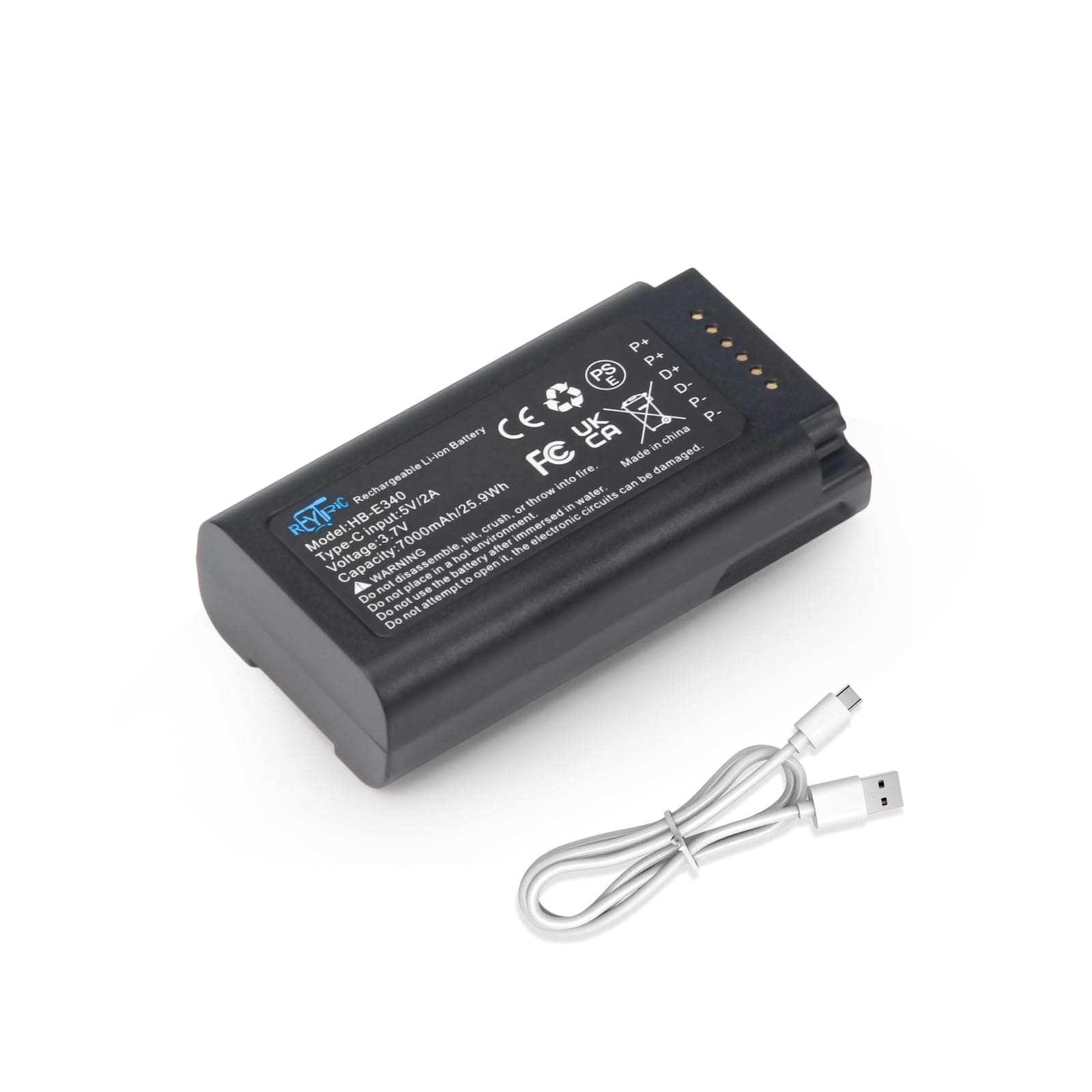 REYTRIC Upgraded Video Doorbell E340 Battery Compatible with Eufy Security Video Doorbell E340, 7000mAh Rechargeable Battery Pack with USB-C Cable