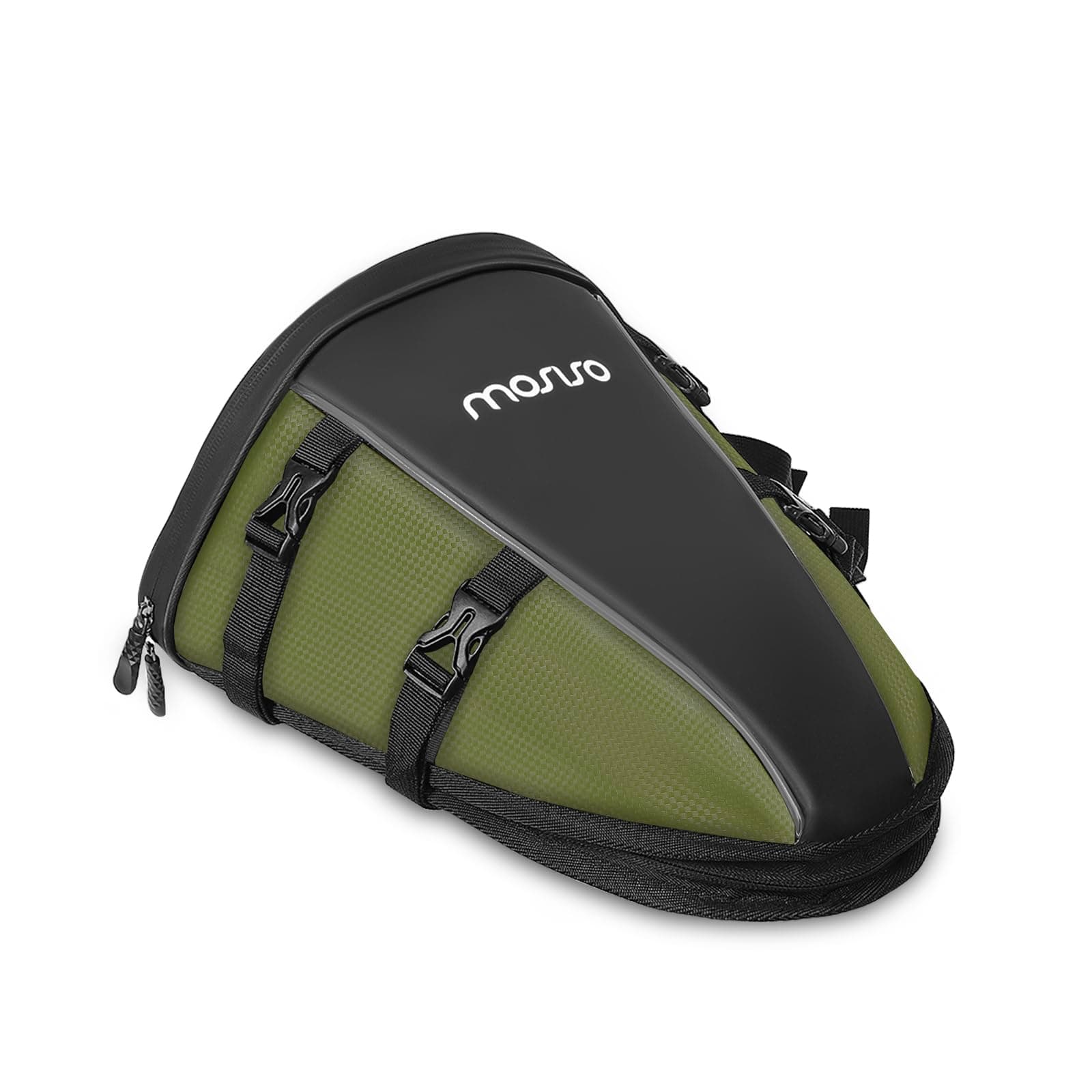 MOSISO Motorcycle Tail Bag Multifunctional Waterproof Polyester Storage Saddle Bag, 10L Outdoor Sports Motorbike Rear Seat Light Tank Bag Tool Carry Bag with Shoulder Strap, Army Green, MOMTB008