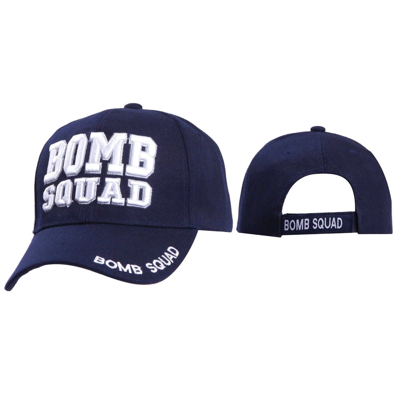 Bomb Squad - Bomb Disposal Special Units Uniforms Style Baseball Cap Hat Navy Blue with High-Density 3D Embroidery on front panel and across the bill, Adjustable