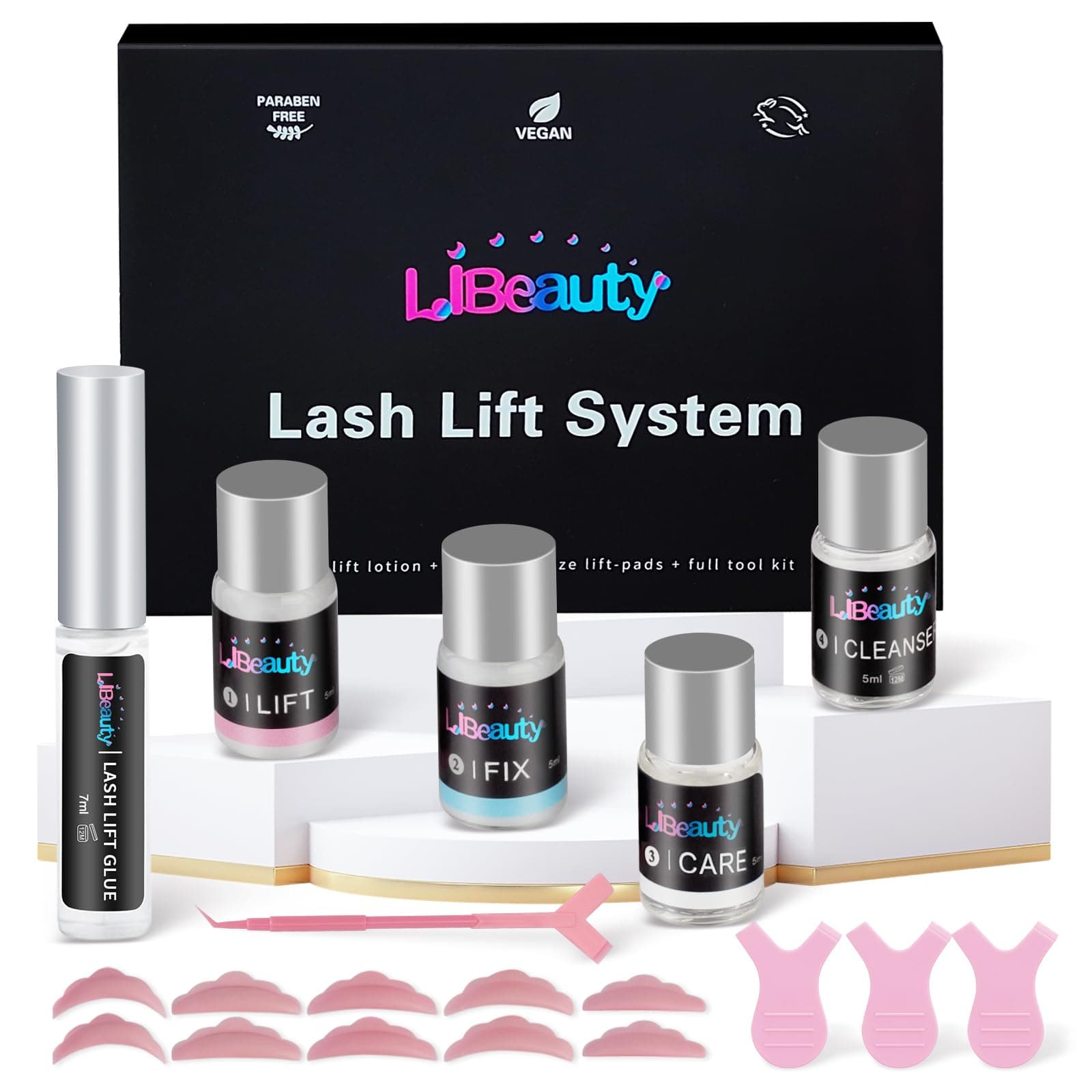 Eyelash Perm Kit Libeauty Lash Lift System With New Lash Curl Pads Fast Lifting Eyelash Lamination Set Suitable for Salon & Home Use