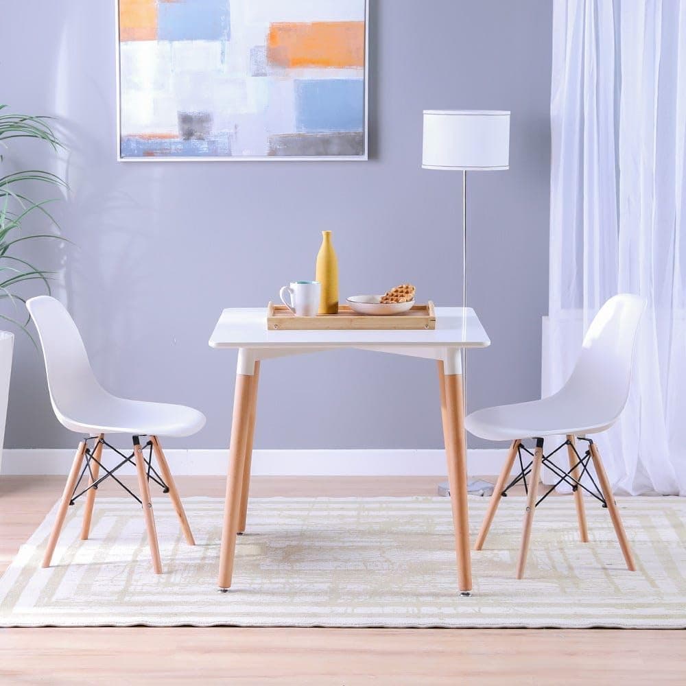 Danube Home Stork 3 Pieces Square Dining Set Modern Design 2 Seater Comfortable Chairs And 1 Adjustable Table For Kitchen Dining Room White/Beech