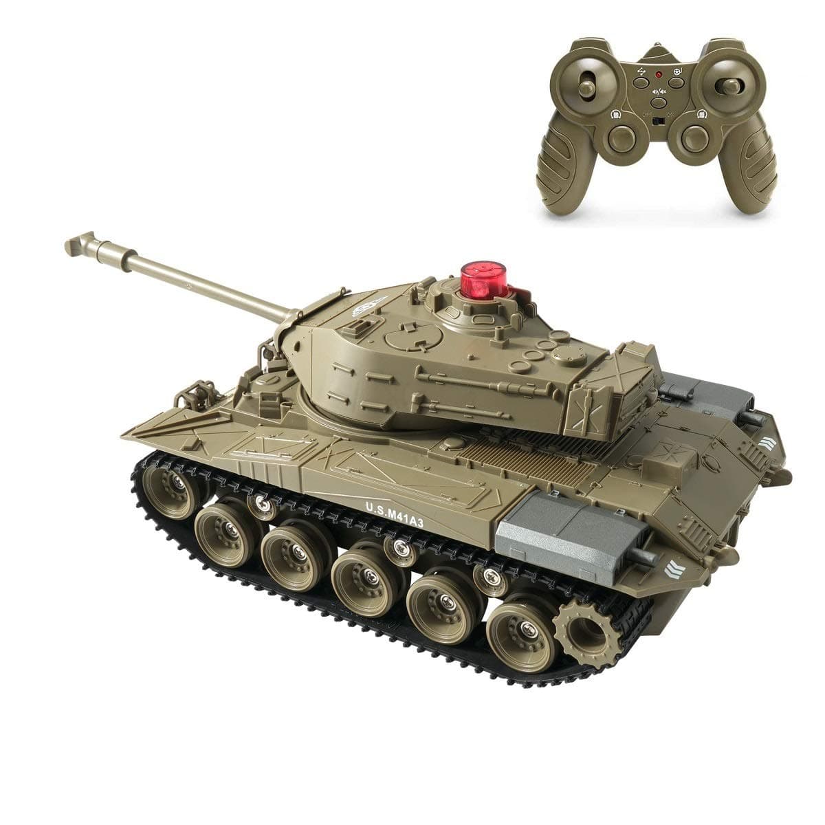 RC Tank Remote Tank Toy, Remote Control Mini RC That Shoots with Lights Realistic Sounds, RC Vehicle Full-Function Stunt Car Military Toy Tank (Military Green)