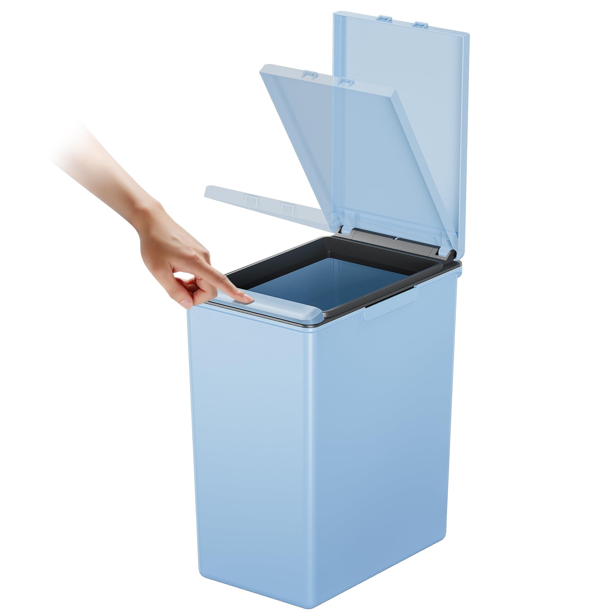 EKO Morandi Kitchen Waste Bin, Plastic Touch Recycling Bin, Perfect for Kitchen & Home, Titanium Blue, 20 Litre