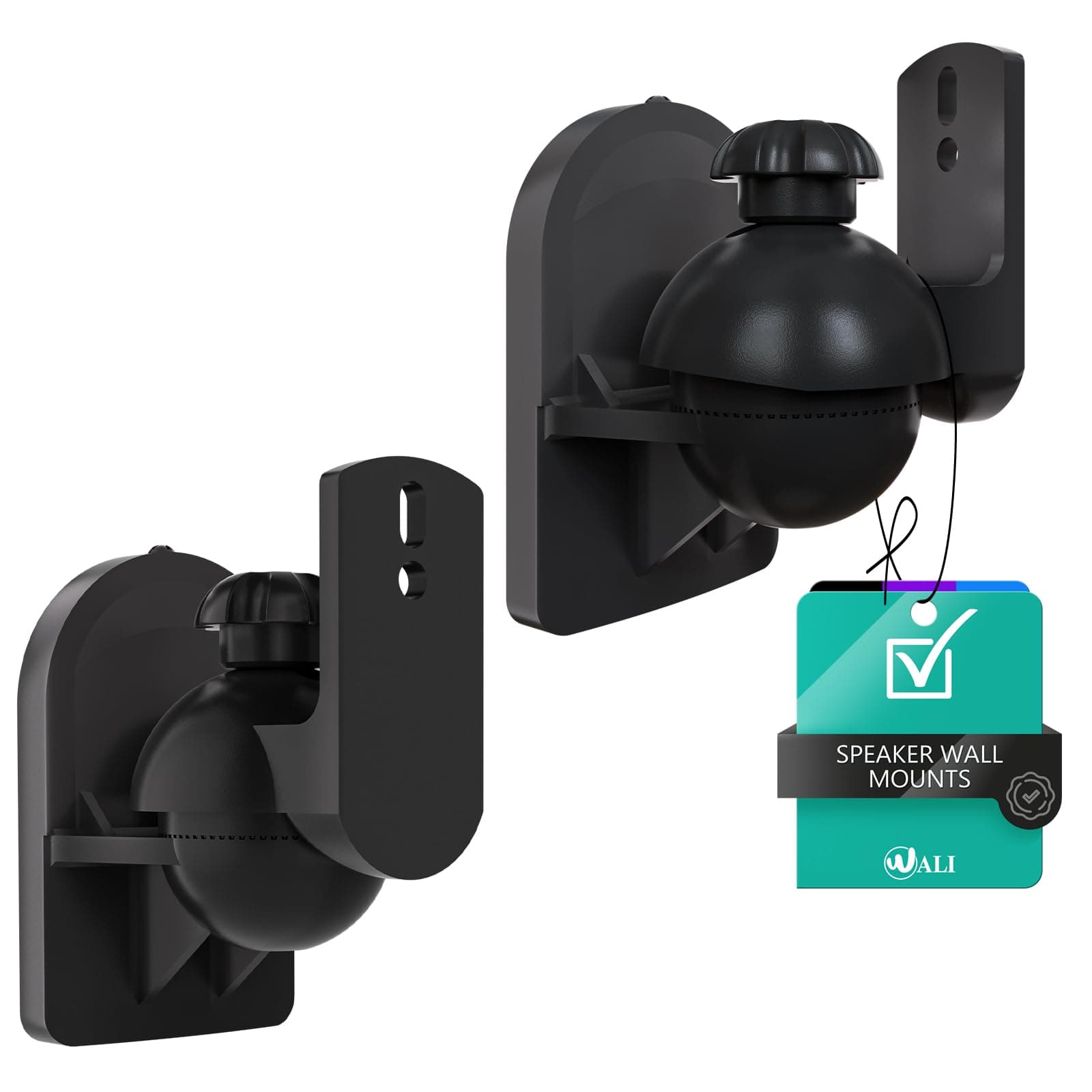 Speaker Wall Mounts, Bookshelf Speaker Wall Mount Brackets, Surround Sound Speaker Mounts, Hold up to 7.7 lbs, (SWM202), 2 Pack, Black