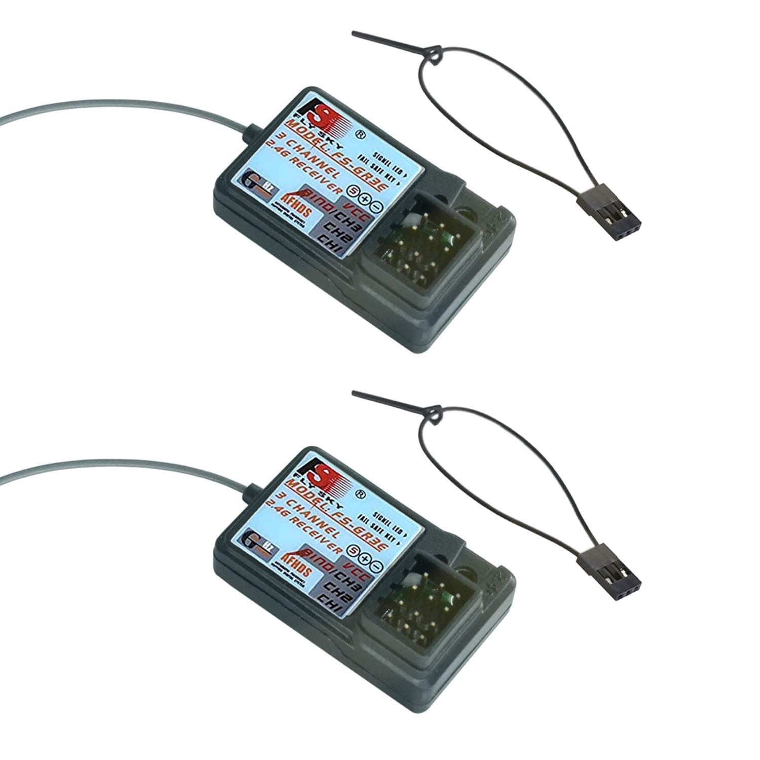 2PCS Upgraded Waterproof Flysky FS-GR3E Receiver, RCapture 2.4G 3CH Receiver DC 5V for FS-GT2 FS-GT2B FS-GT3B FS-GT3C FZ-IT4S RC Car Boat Transmitter Truck
