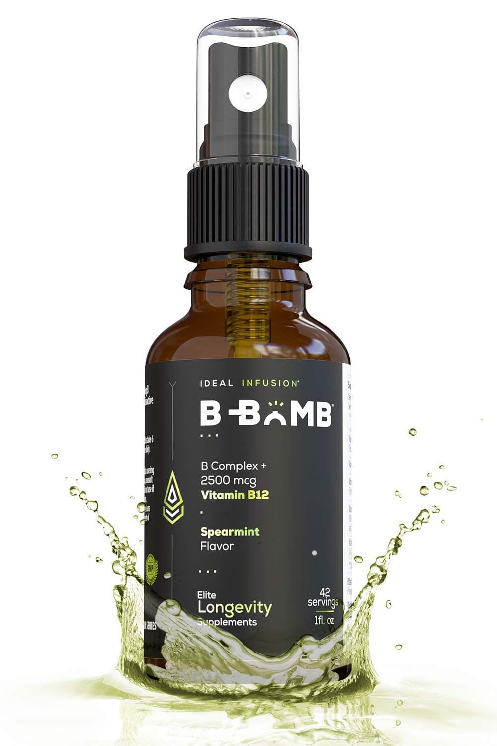 Ideal Infusion Bioactive Vitamin B12 + B Complex Sublingual Spray: Organic Spearmint - Methylcobalamin with Adenosylcobalamin: Energy & Mood Support, Keto