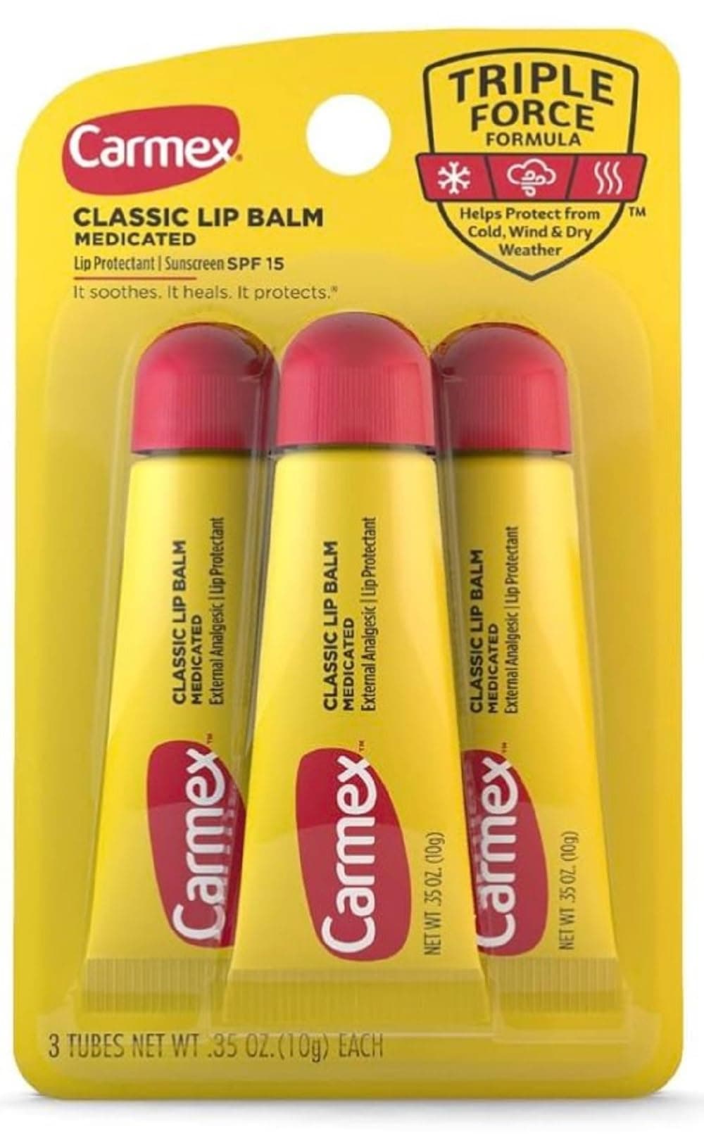 Carmex Classic Lip Balm 0.35 Ounce 3 Count (Pack of 3)