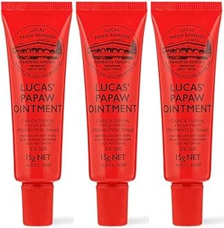 Ointment 15g Tubes with Lip Applicator — 3 Pack — Fermented Papaya Lip Balm for Dry, Chapped Lips, Travel Size, Made in Australia