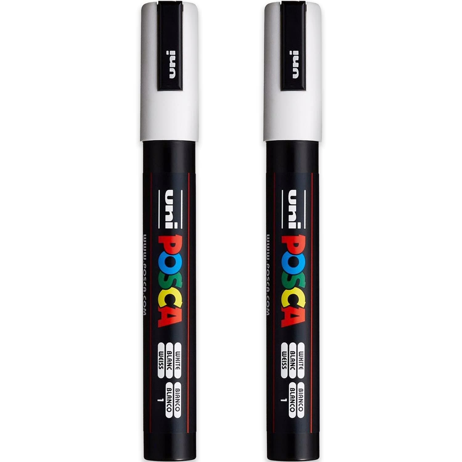 PC-5M Paint Marker Art Pens - 1.8-2.5mm Nib - White Ink - Pack of 2