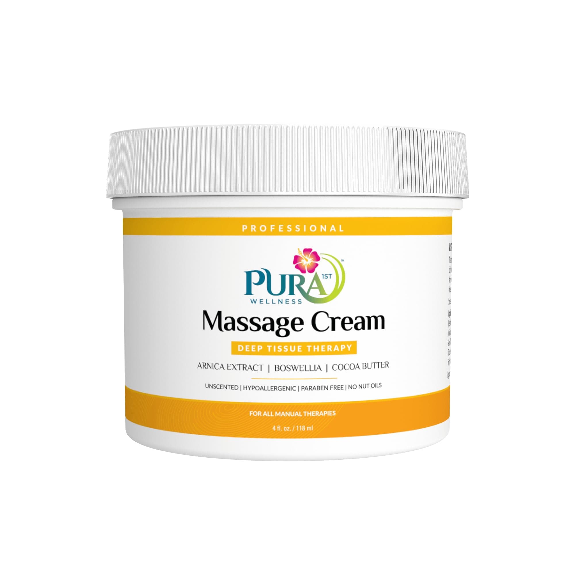 Deep Tissue Therapy 4 Fl oz Massage Cream, Professional, Massage Therapy, Unscented, Natural Ingredients, Skin Hydrating, Moisturizing, Muscle Relief, for Bruising, Recovery, Soothing