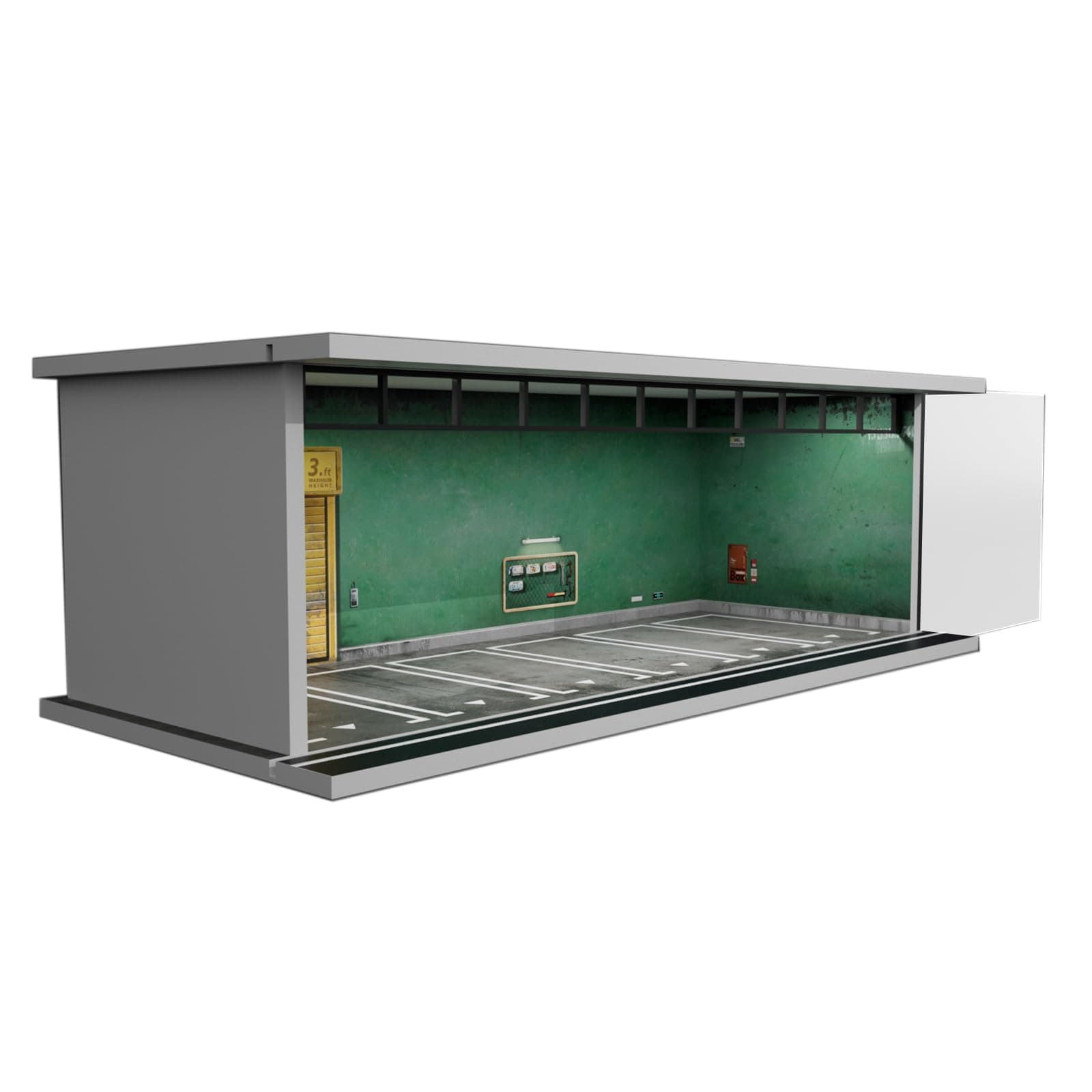 Hot Wheels Display Case - 1/64 Scale Die-cast Model Car Display Case with LED Light and Acrylic Cover, Hot Wheels Parking Garage Dioramas with 6 Parking Spaces