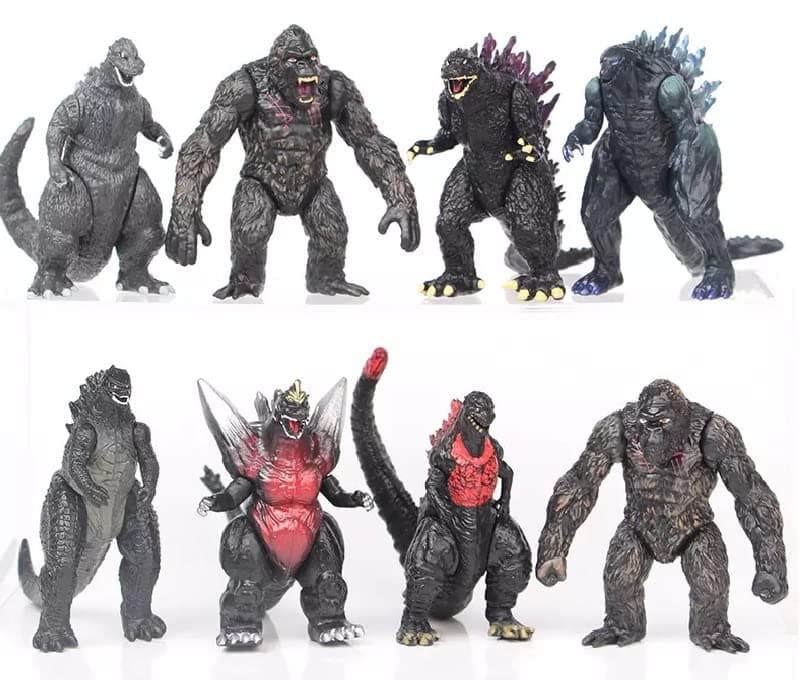 De-Lite™ Action Figures Soft Touch Vinyl Plastic Collectible Model Toys… (Monster & Kong, 8 Pieces Set, Multicolour, 5-7cm)