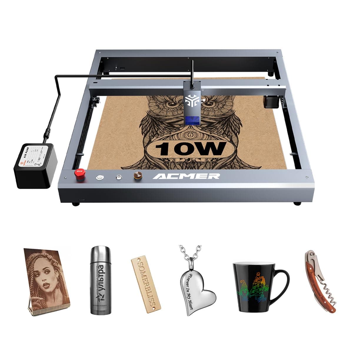 P2 Laser Engraver, 10W(1000mW) Output Laser Cutting Machine, Laser Engraving Machine, Laser Cutting Machine and Engraving Machine for Stainless Steel, Wood, Metal, Acrylic, Leather and More