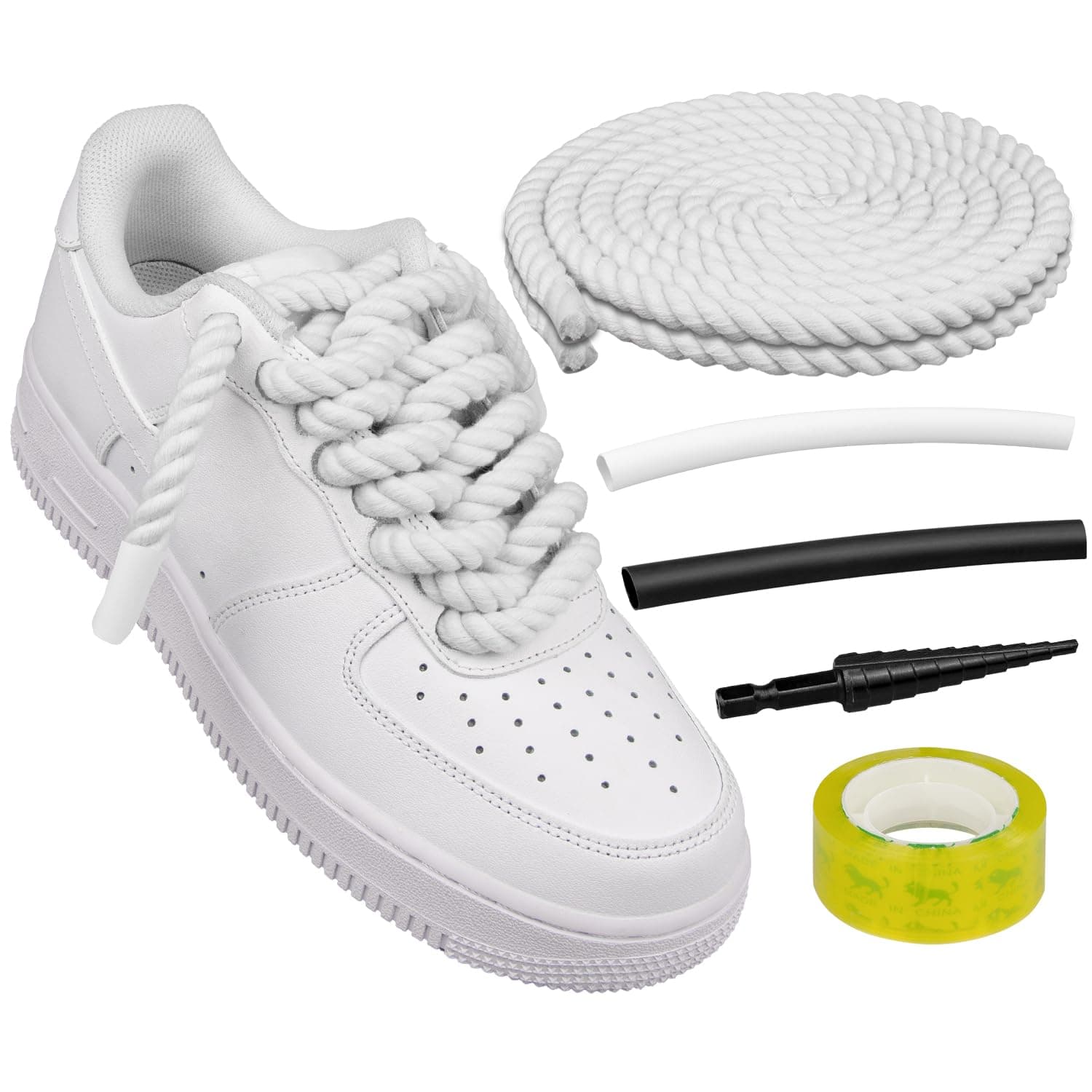 Thick Rope Shoe Laces for Air Force 1, Chunky Twisted Shoelaces with DIY Custom Accessories for AF Sneaker Shoes