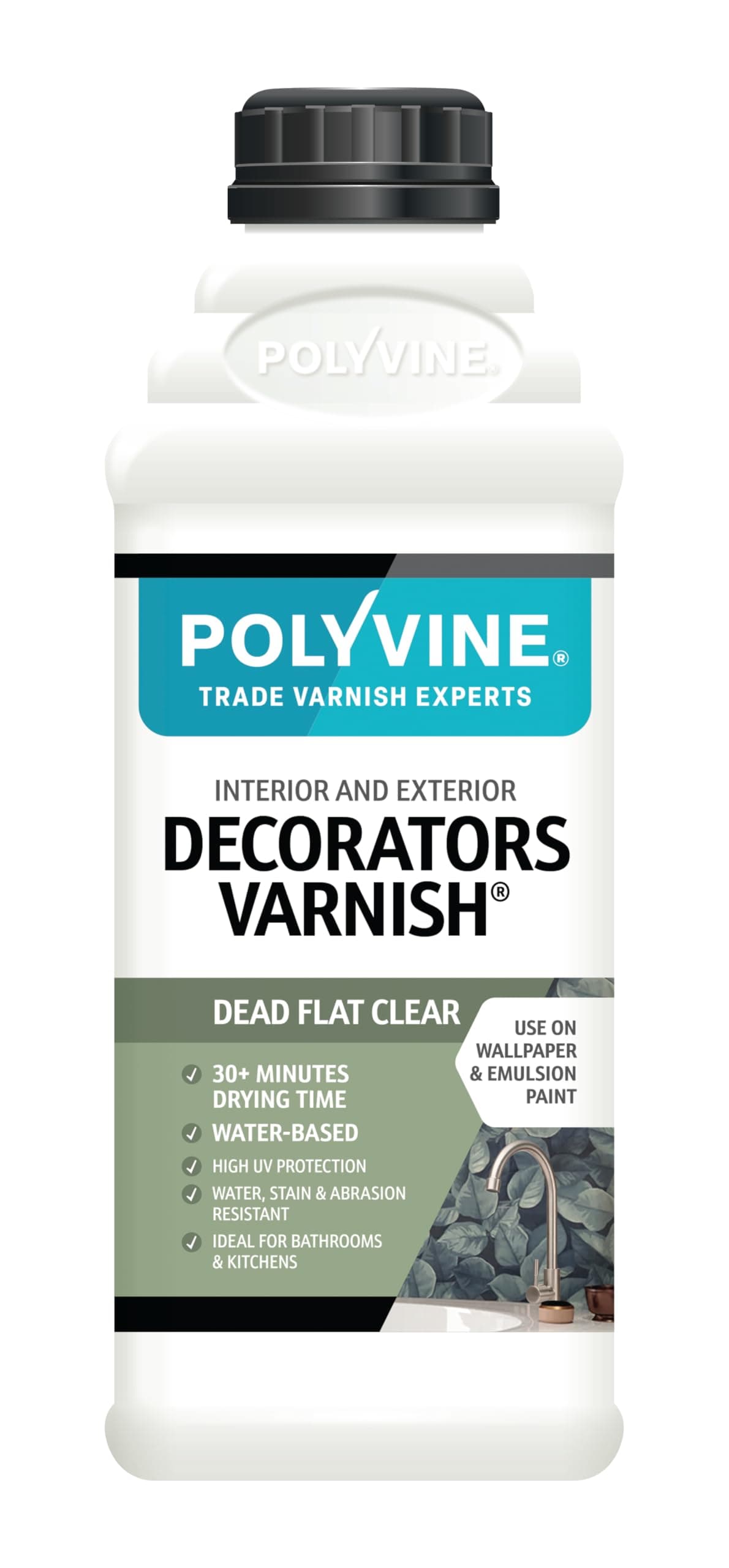 Decorators Varnish Dead Flat – Water Resistant Clear Varnish with UV Protection - Seals and Protects Emulsion, Acrylic Paint, Wallpaper, Wood, Furniture, Plaster & Fabric, 1L